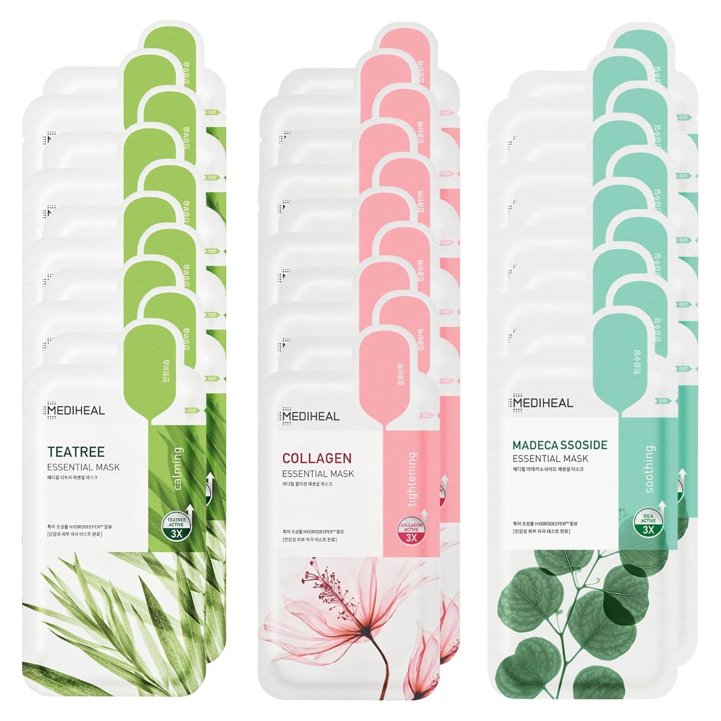 Mediheal Mascarillas Faciales 30 Piezas Colágeno y Té