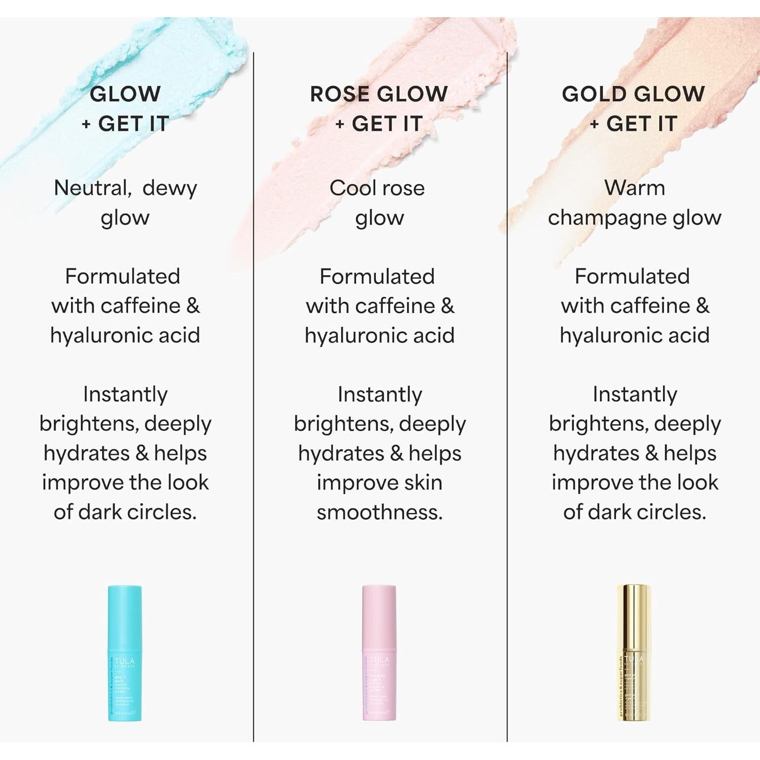 Bálsamo para Ojos TULA Skin Care Gold Glow 9.86g - Hidrata y Ilumina