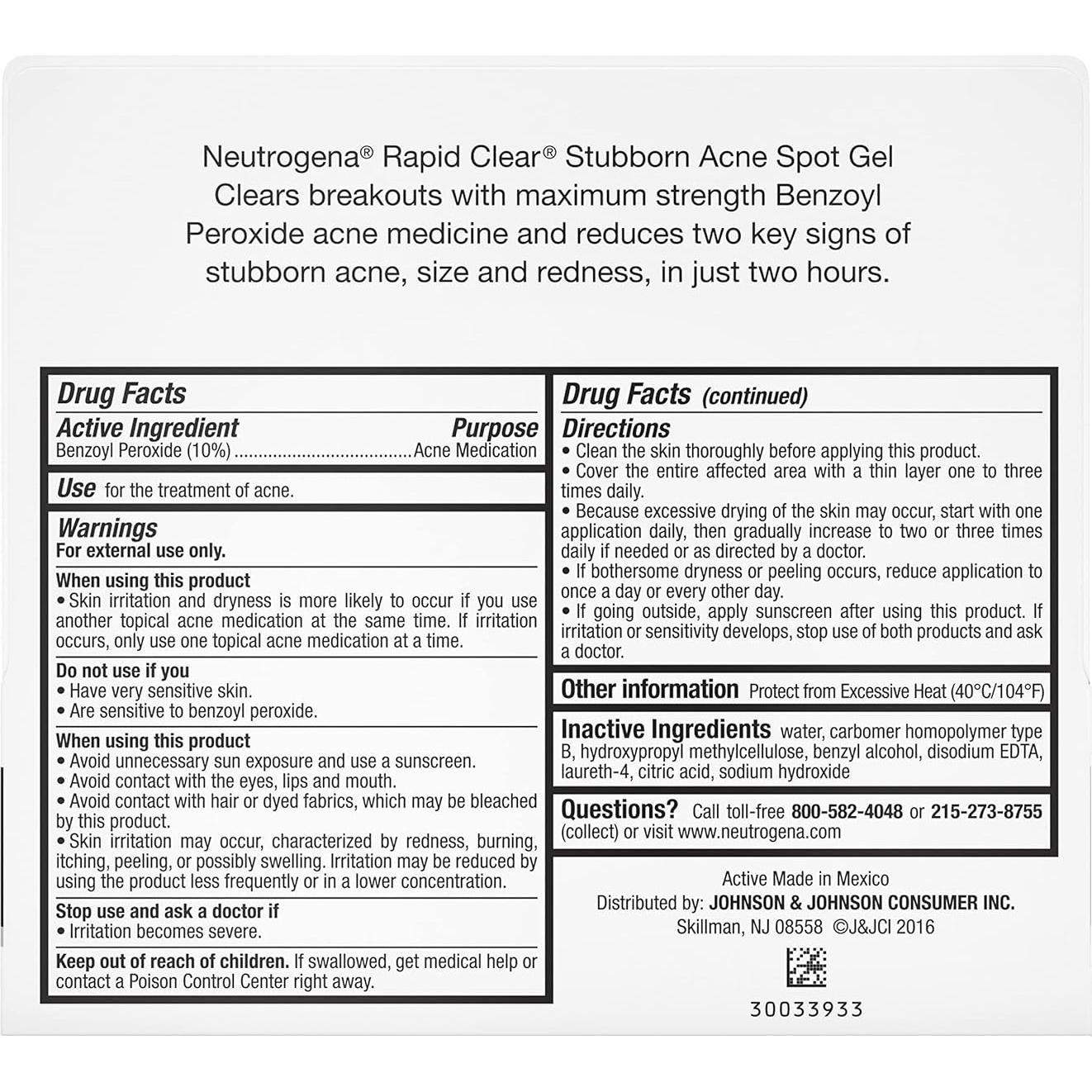 Gel Tratamiento Acné Neutrogena Rapid Clear 28g 10% Peróxido