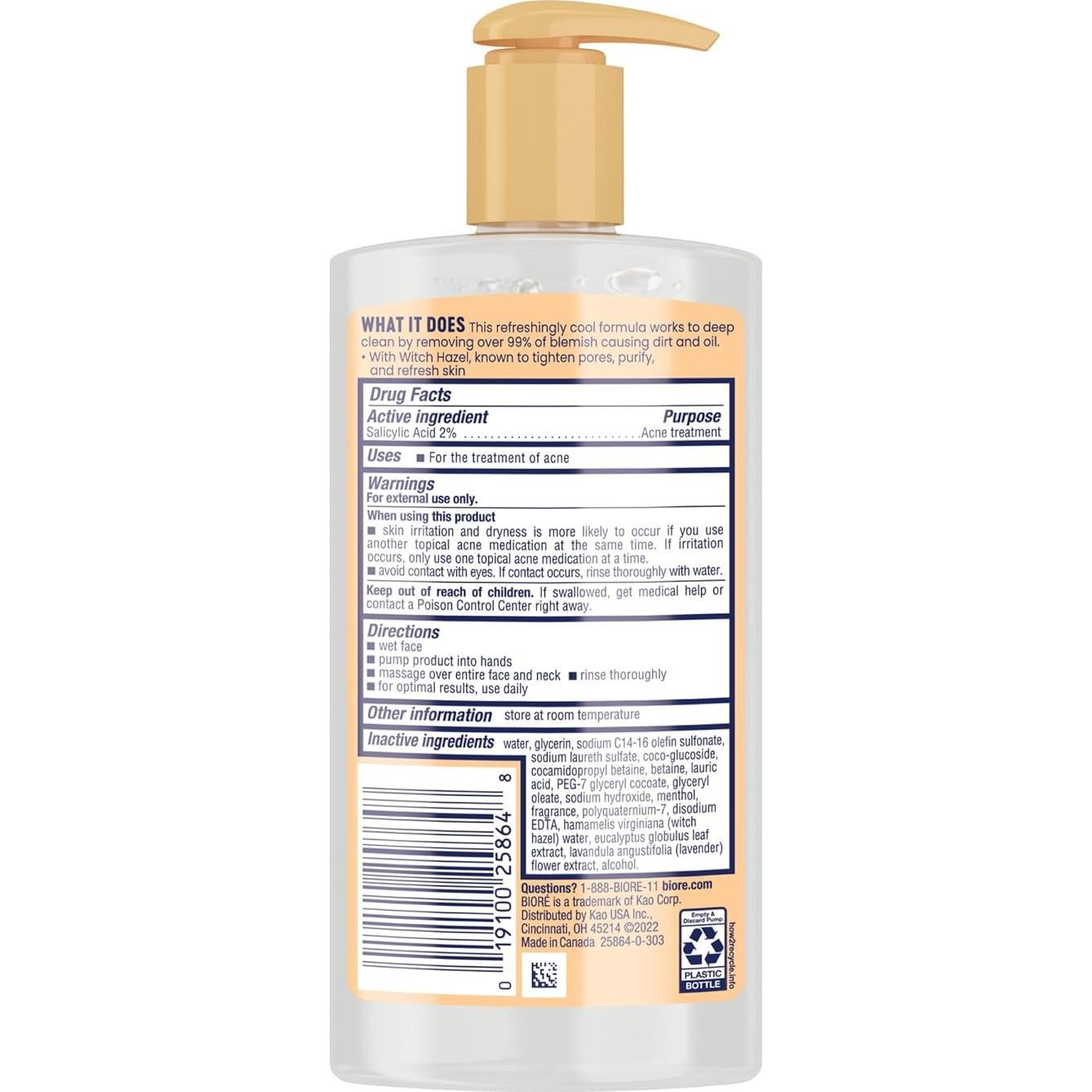 Limpiador Facial Bioré con Hamamelis 200 ml para Acné