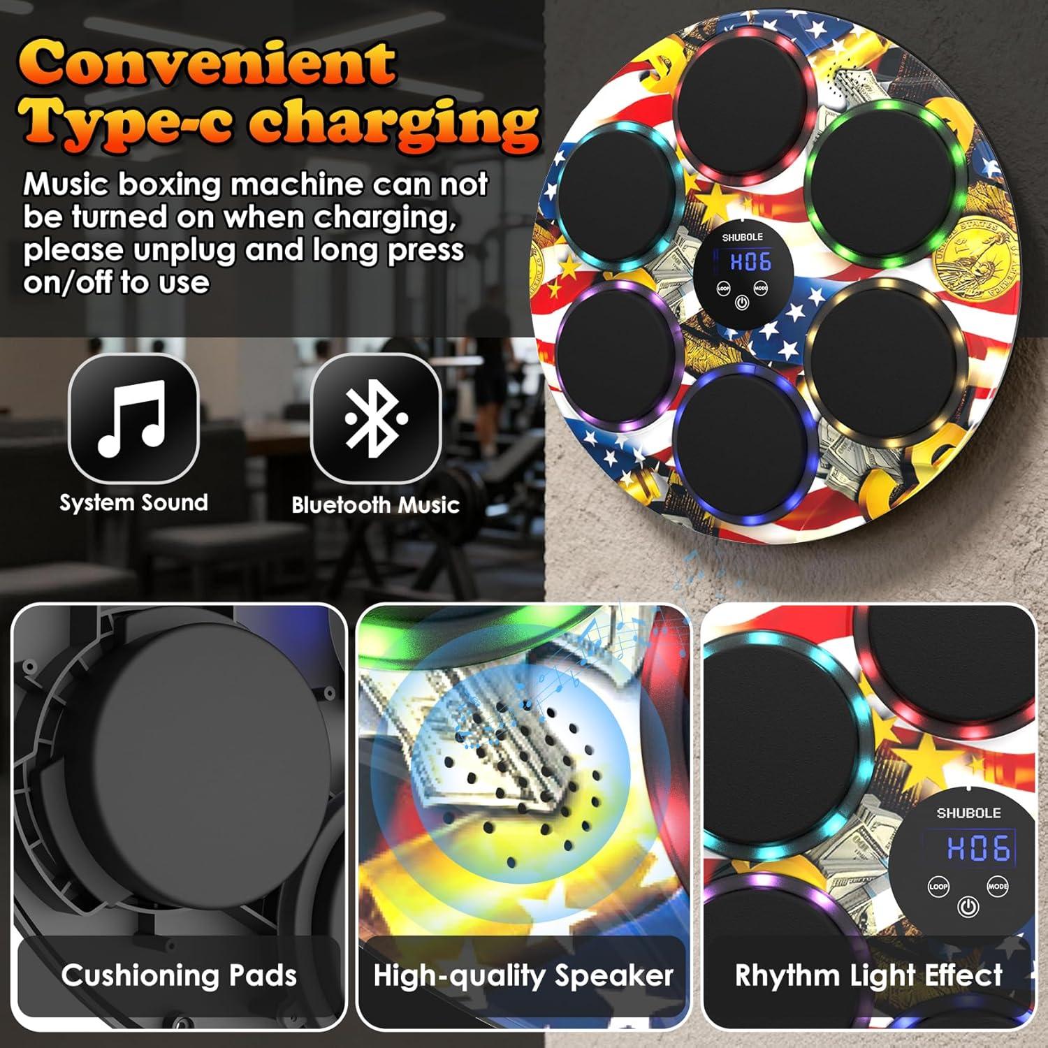Máquina de Boxeo Musical SHUBOLE PW-030 con Guantes y LED