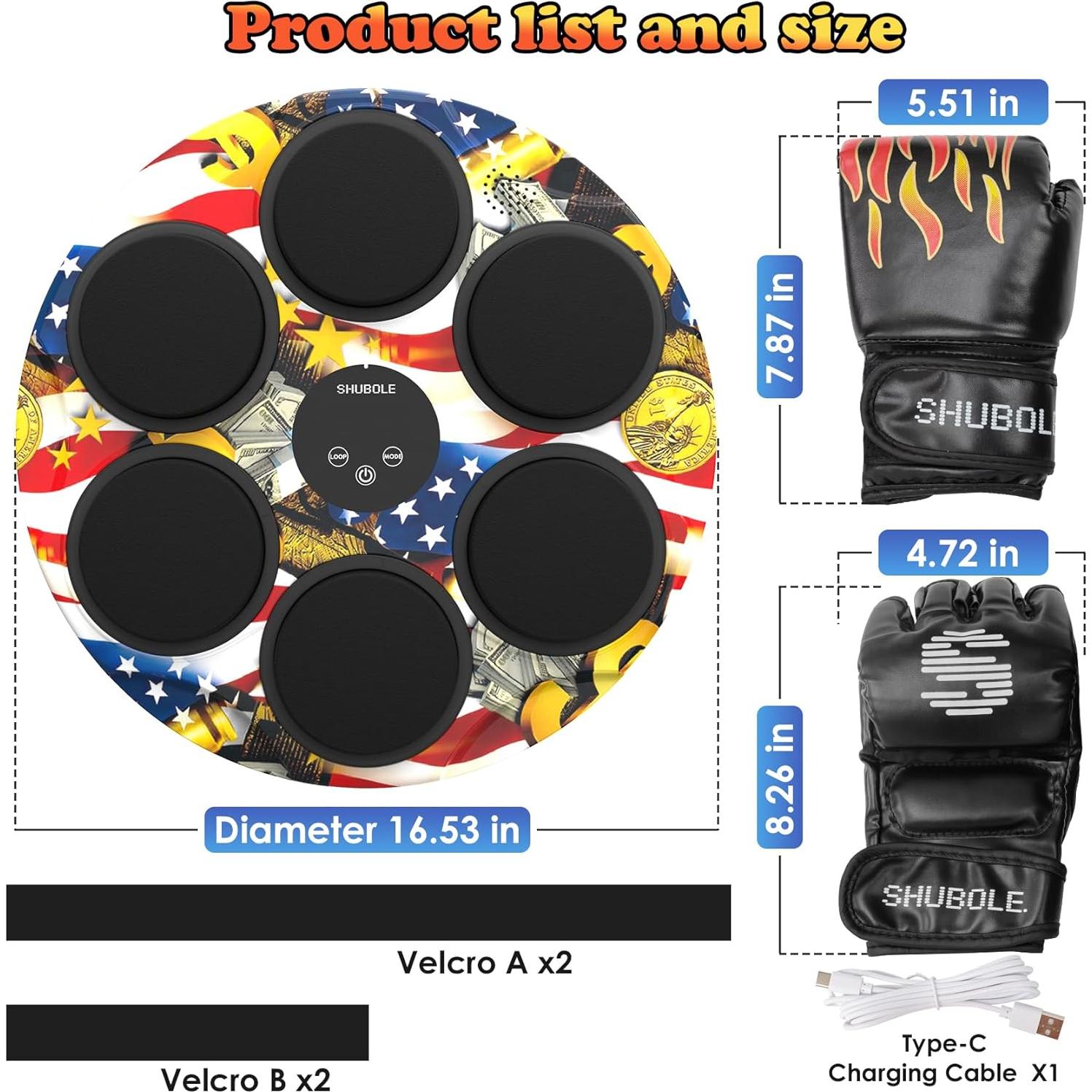 Máquina de Boxeo Musical SHUBOLE PW-030 con Guantes y LED