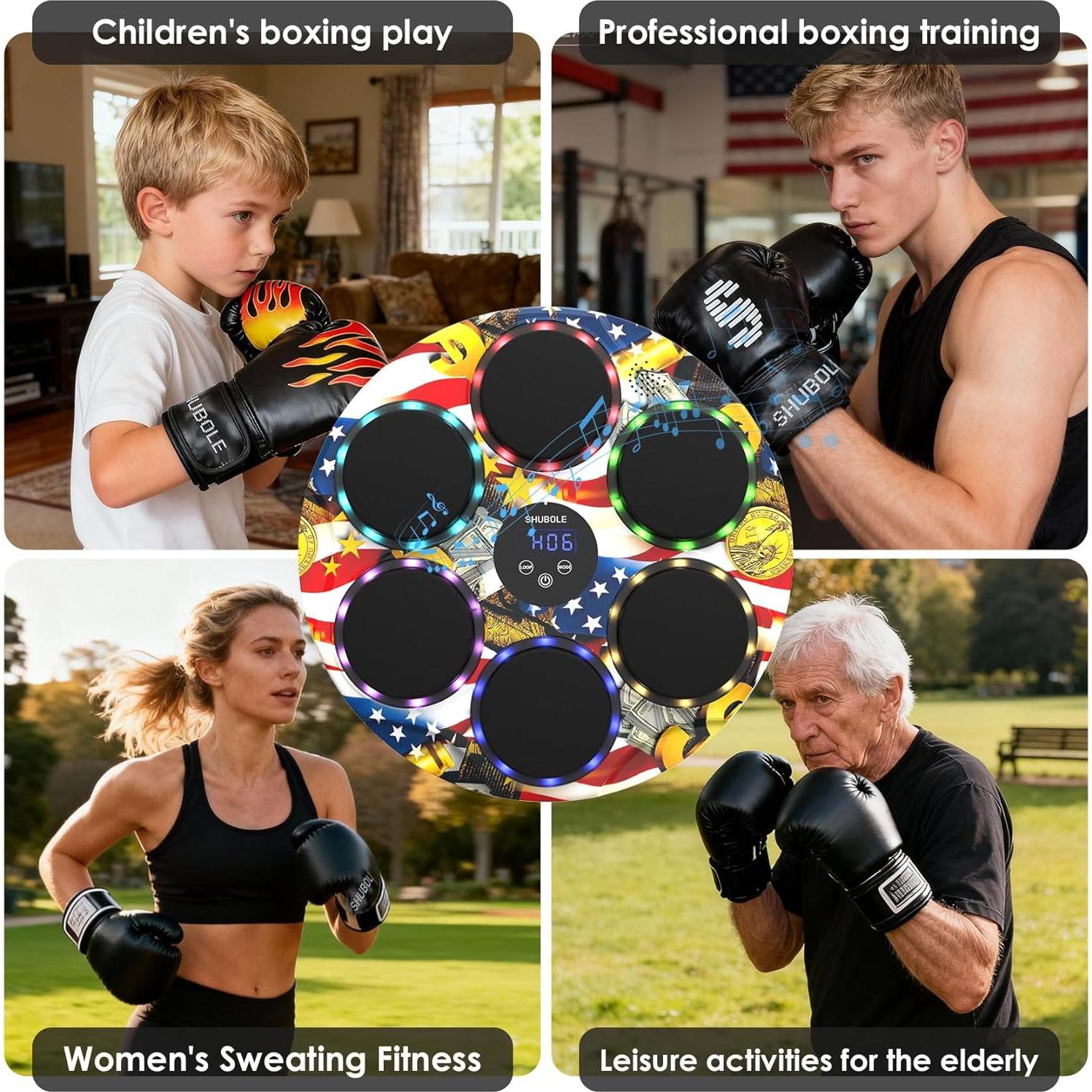 Máquina de Boxeo Musical SHUBOLE PW-030 con Guantes y LED