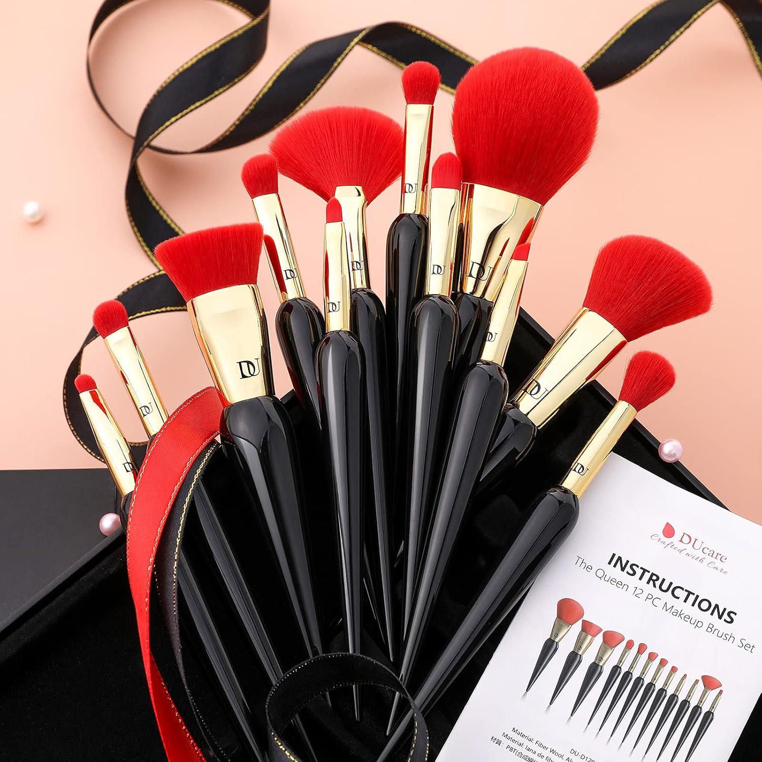 DUcare Set de Pinceles de Maquillaje 12 Pcs Kabuki Negro