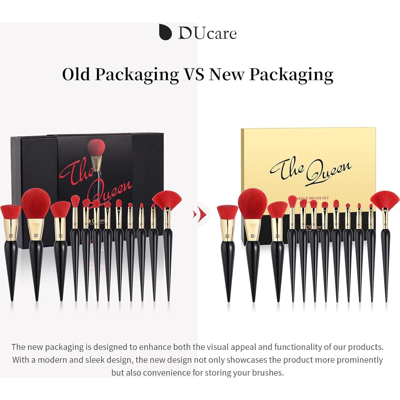 DUcare Set de Pinceles de Maquillaje 12 Pcs Kabuki Negro