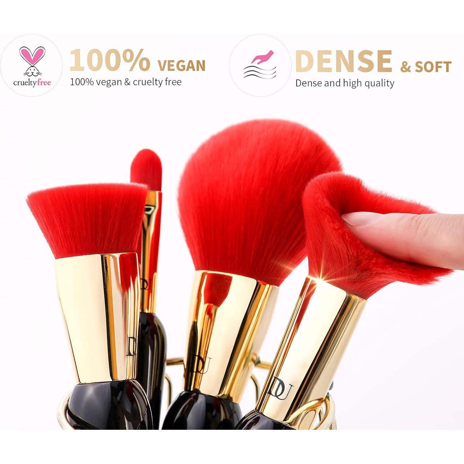 DUcare Set de Pinceles de Maquillaje 12 Pcs Kabuki Negro