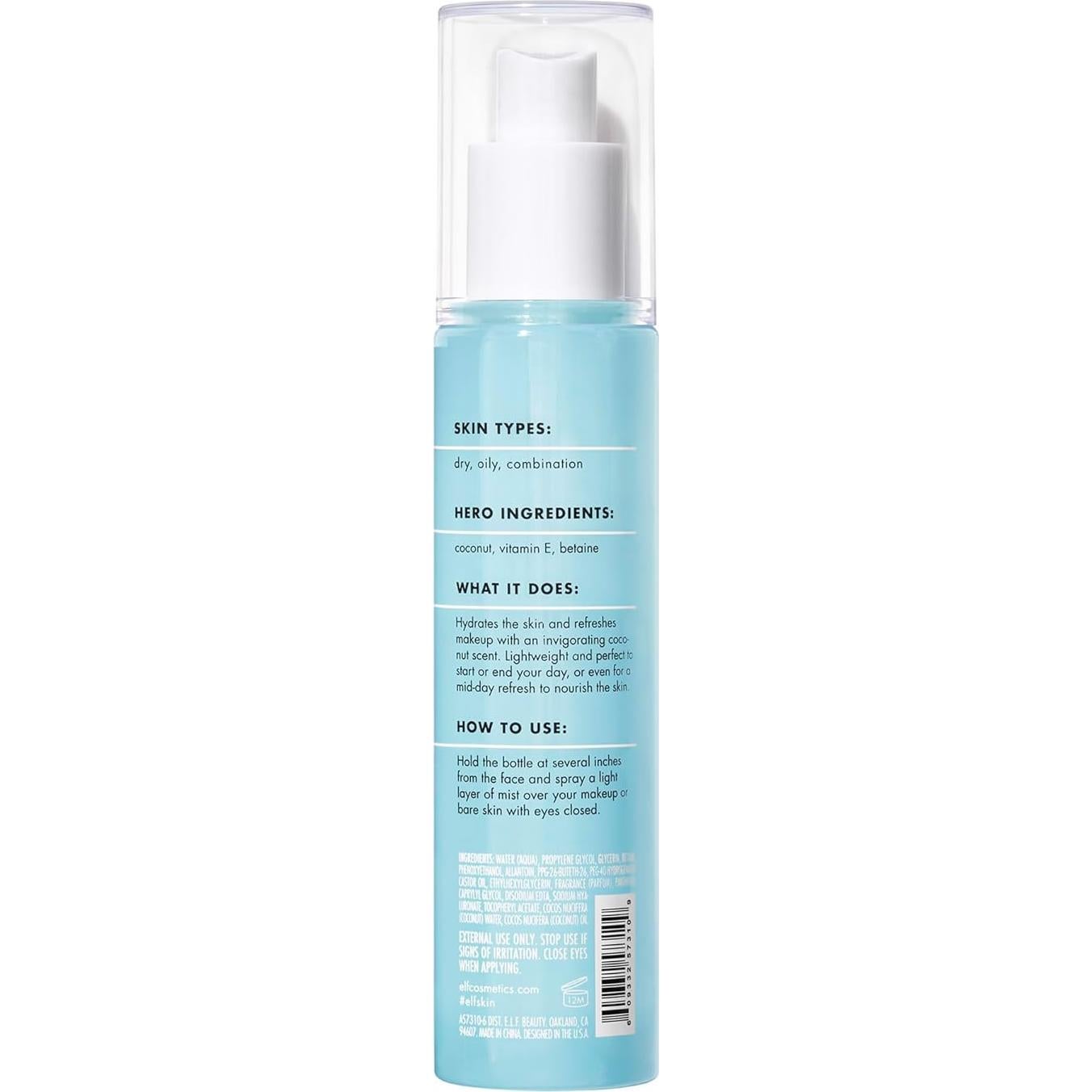 Bruma Facial Hidratante e.l.f. Coco 95.3 g Refresca Piel