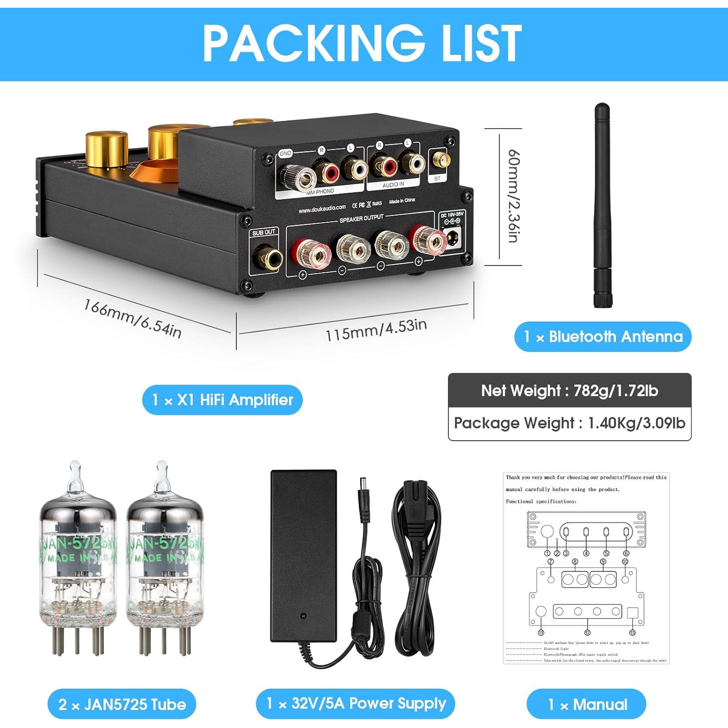 Amplificador de vacío Douk Audio X1 320W Bluetooth HiFi