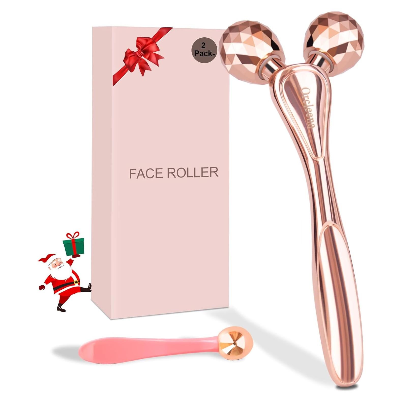 Rodillo Facial 3D ORCLEENA Masajeador Oro Rosa Antienvejecimiento