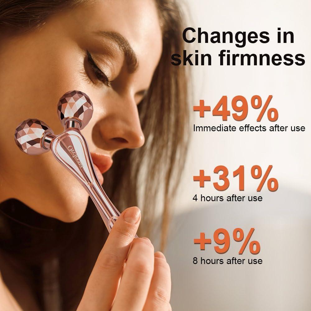 Rodillo Facial 3D ORCLEENA Masajeador Oro Rosa Antienvejecimiento