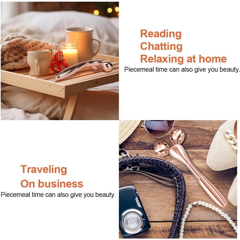 Rodillo Facial 3D ORCLEENA Masajeador Oro Rosa Antienvejecimiento