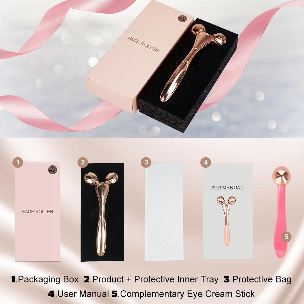 Rodillo Facial 3D ORCLEENA Masajeador Oro Rosa Antienvejecimiento