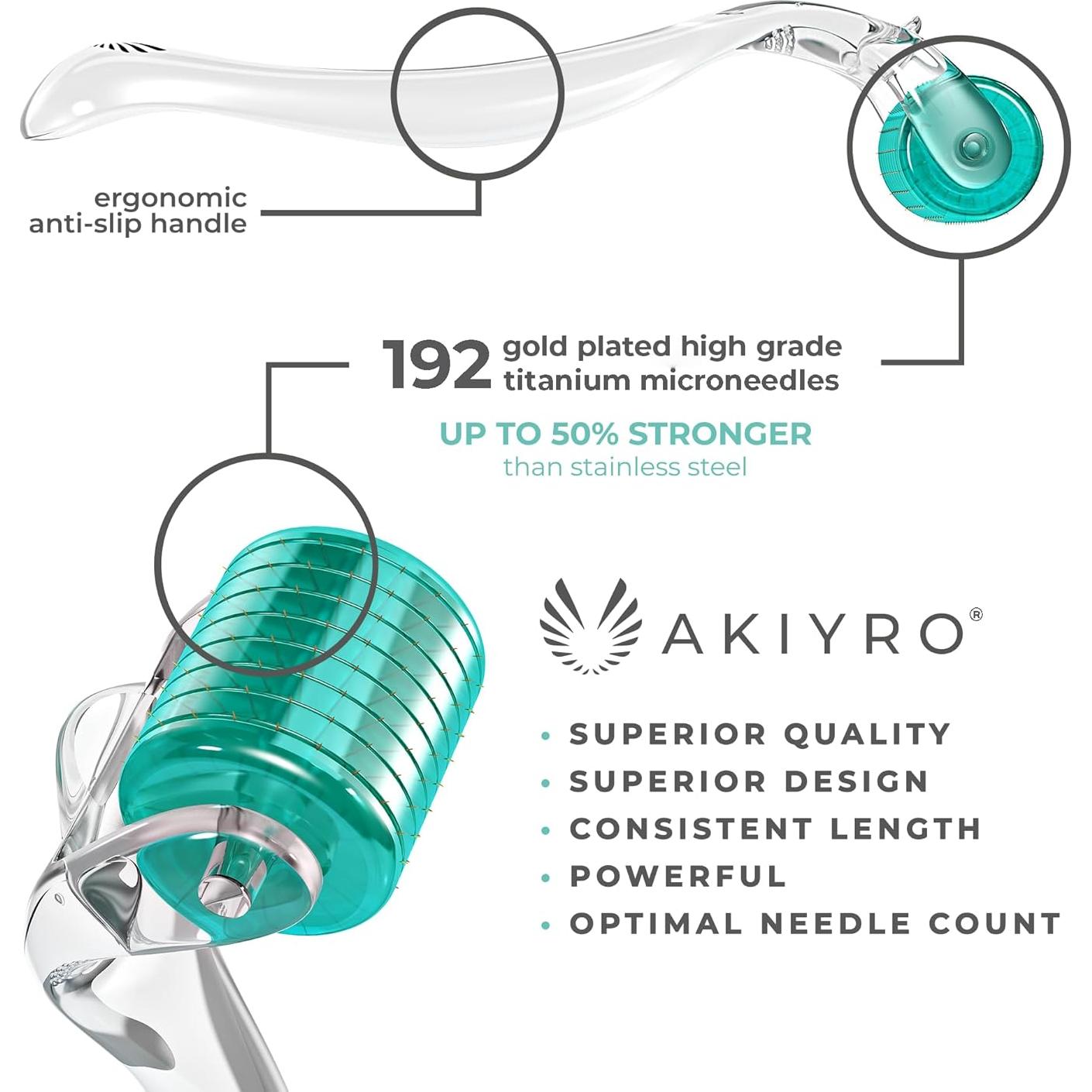 Derma Roller AKIYRO 0.30mm Titanio para Piel y Cabello