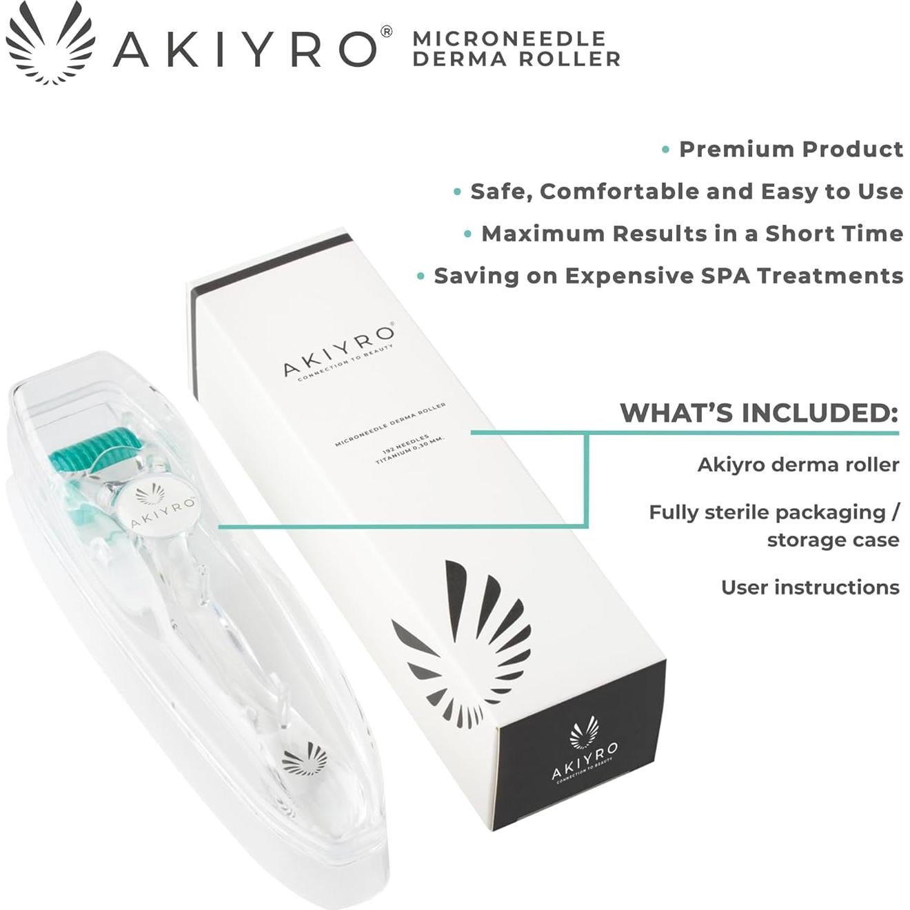 Derma Roller AKIYRO 0.30mm Titanio para Piel y Cabello