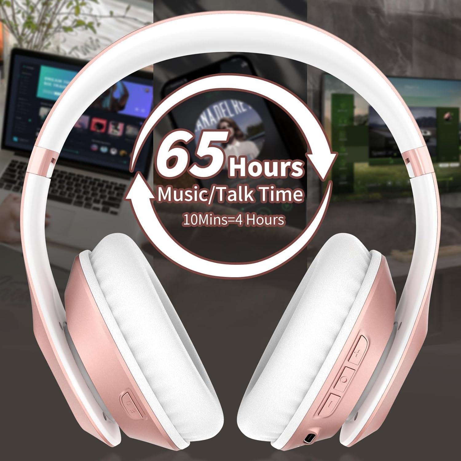 Auriculares Inalámbricos Glynzak WH207A Bluetooth 65H Rosa