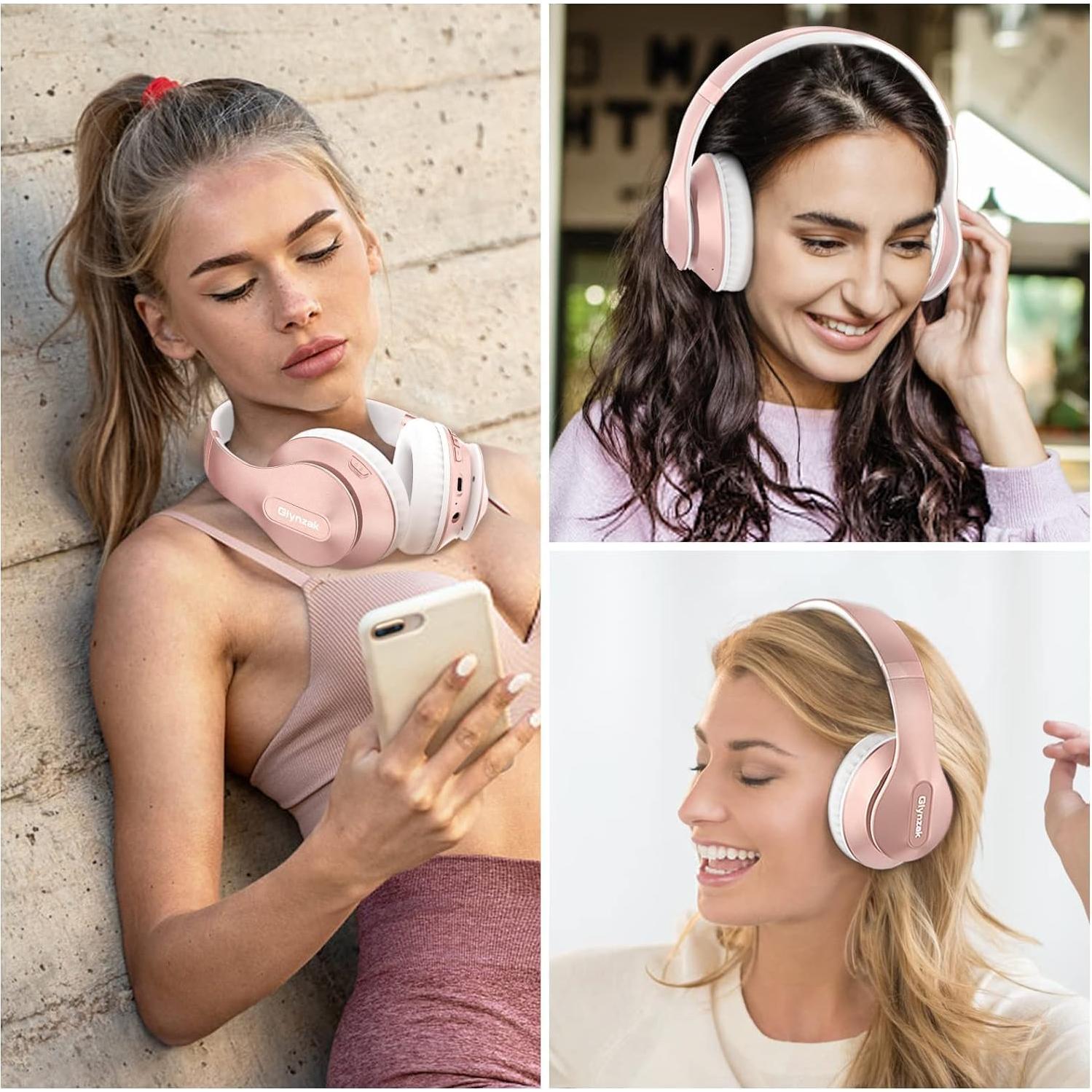 Auriculares Inalámbricos Glynzak WH207A Bluetooth 65H Rosa