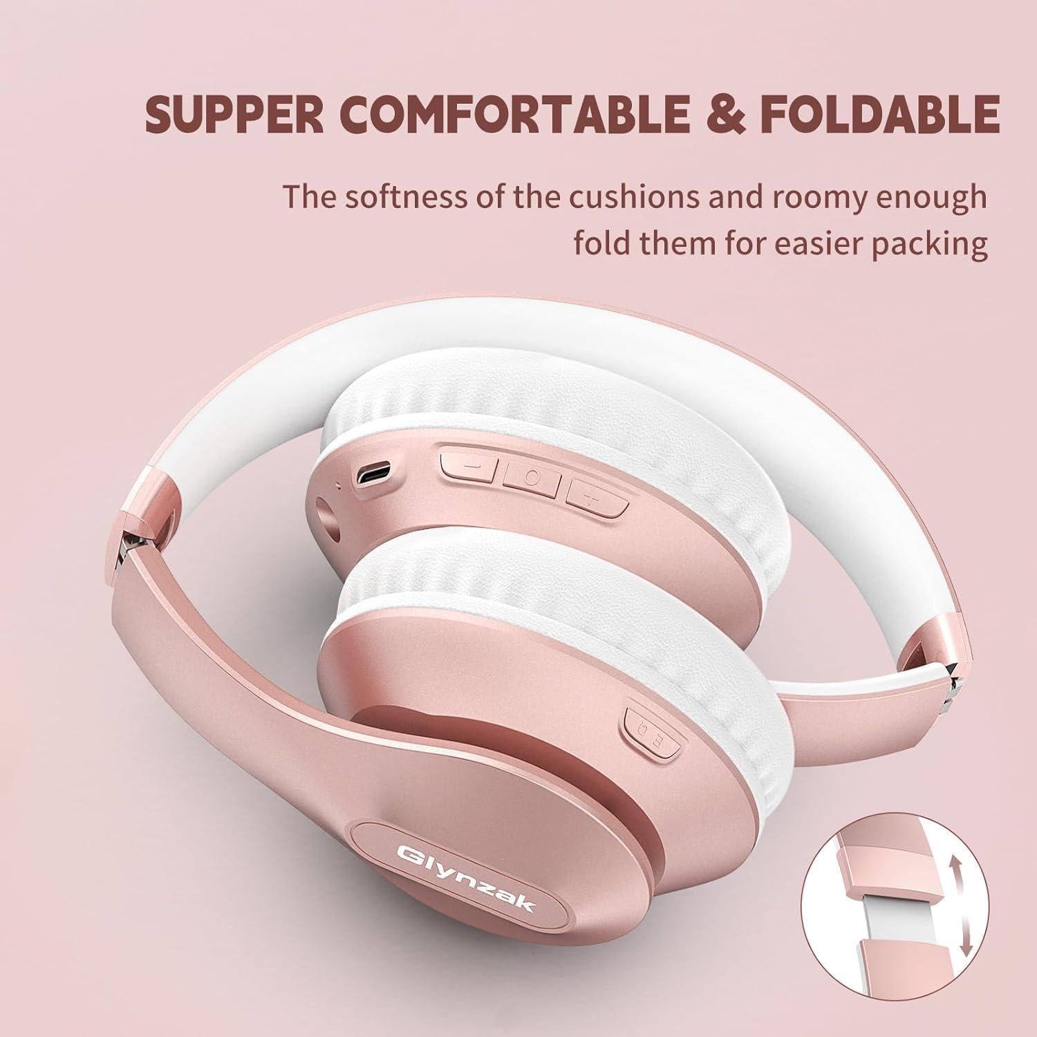 Auriculares Inalámbricos Glynzak WH207A Bluetooth 65H Rosa