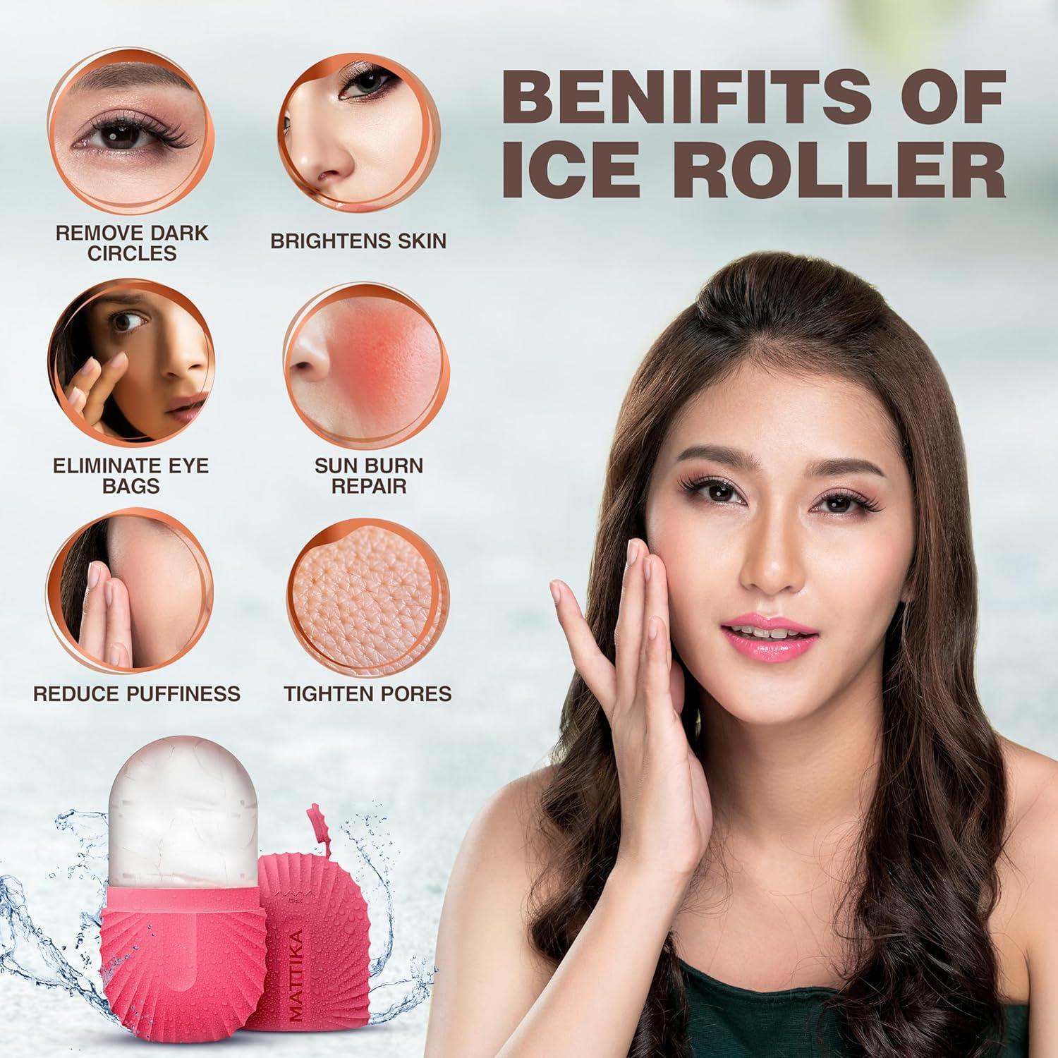 Rodillo de Hielo Rosa Mattika para Cuidado Facial y Ojos