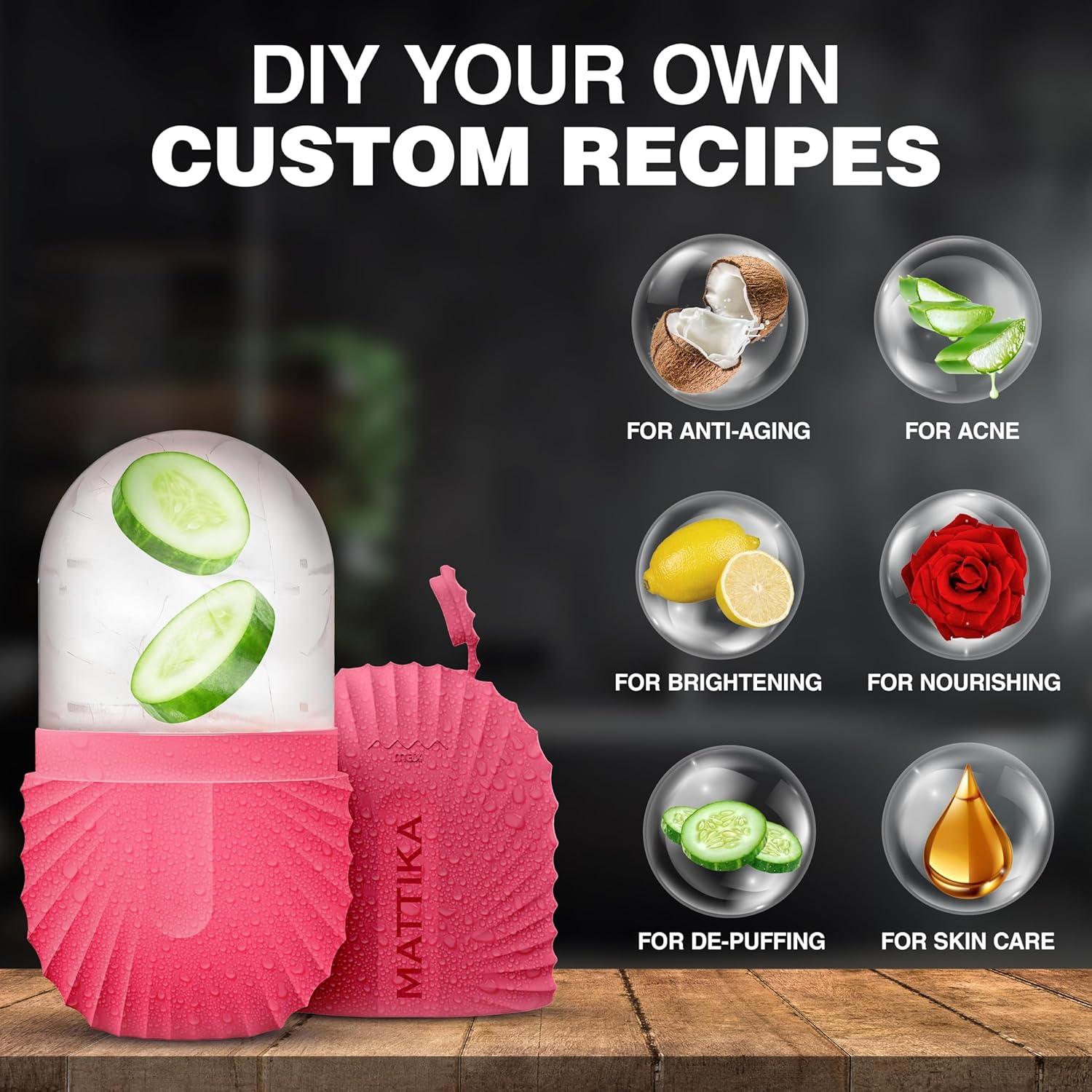 Rodillo de Hielo Rosa Mattika para Cuidado Facial y Ojos