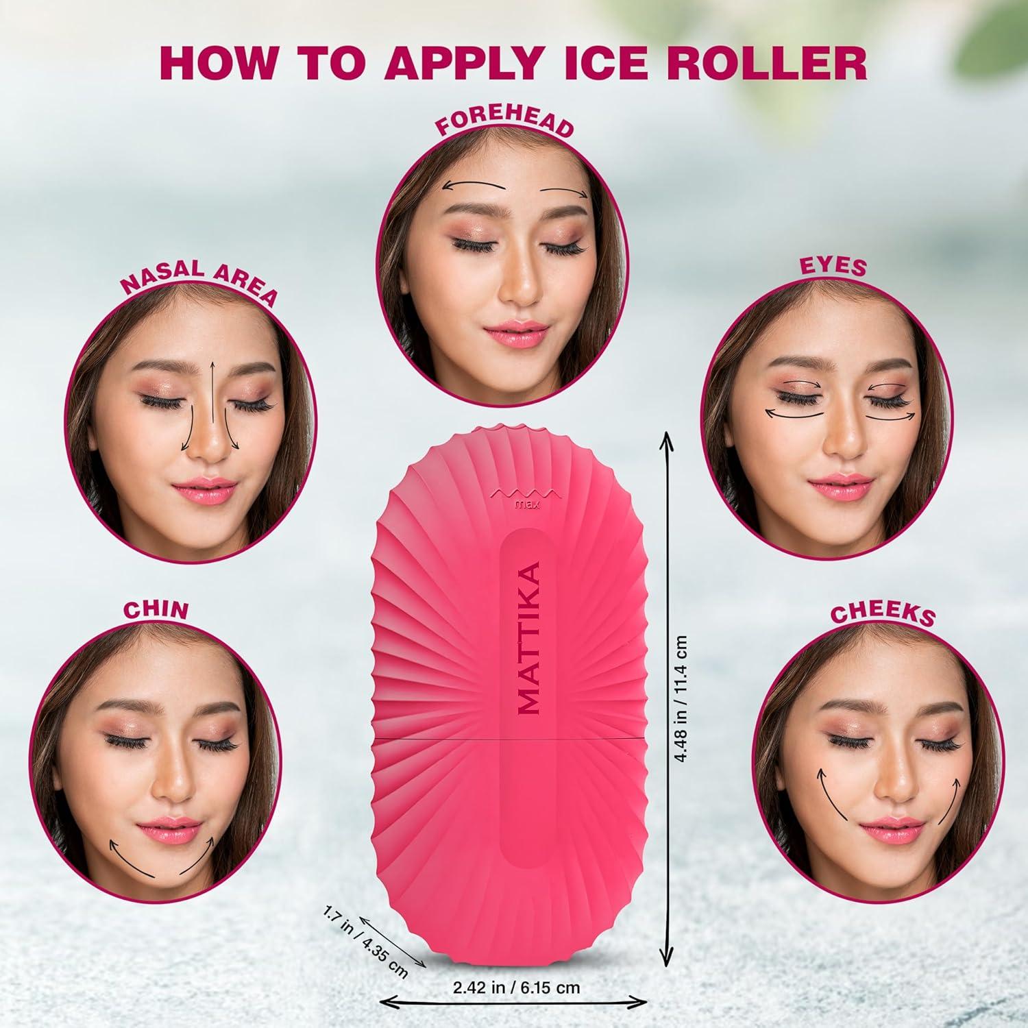 Rodillo de Hielo Rosa Mattika para Cuidado Facial y Ojos