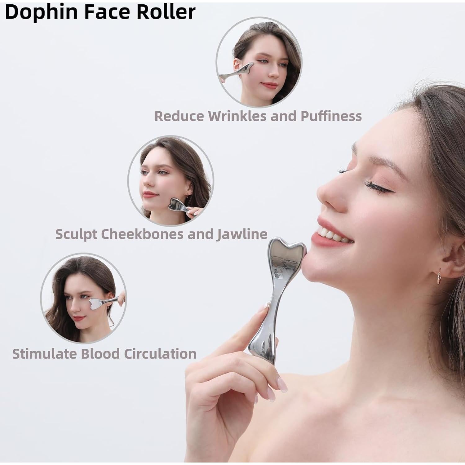 Rodillo Facial PFEFE Delfín 3-en-1 para Cuidado de Piel