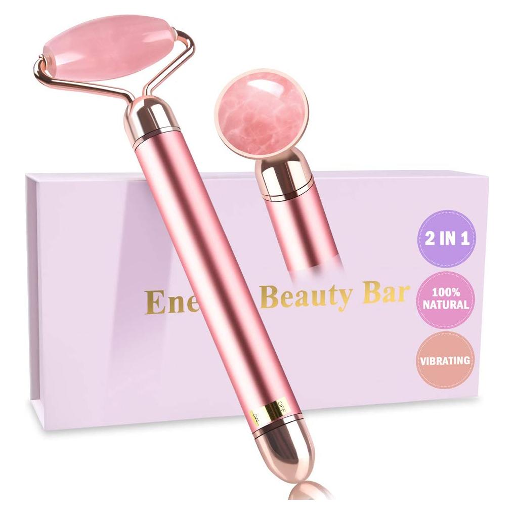 Rodillo Facial Vibrante ZS ZESHIN Cuarzo Rosa 2 en 1