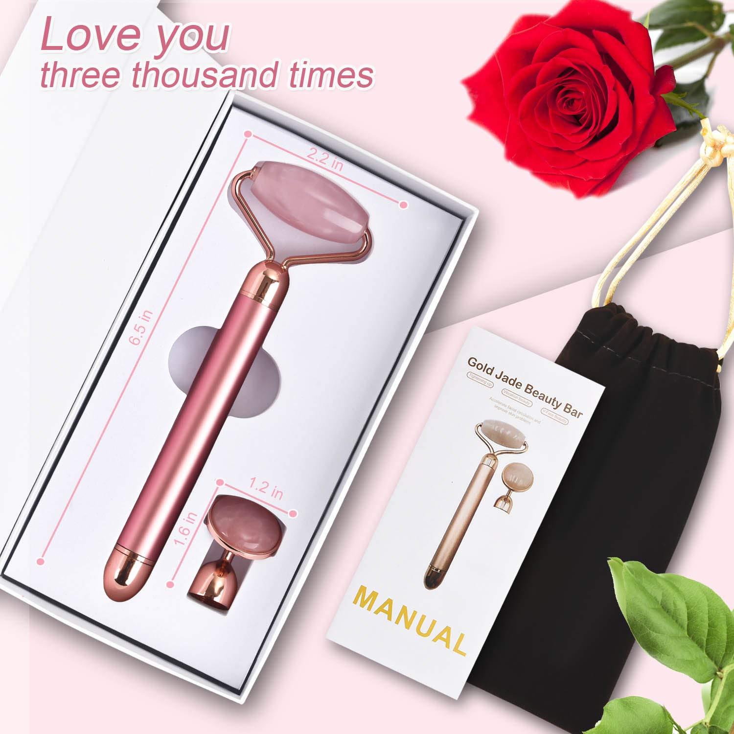 Rodillo Facial Vibrante ZS ZESHIN Cuarzo Rosa 2 en 1