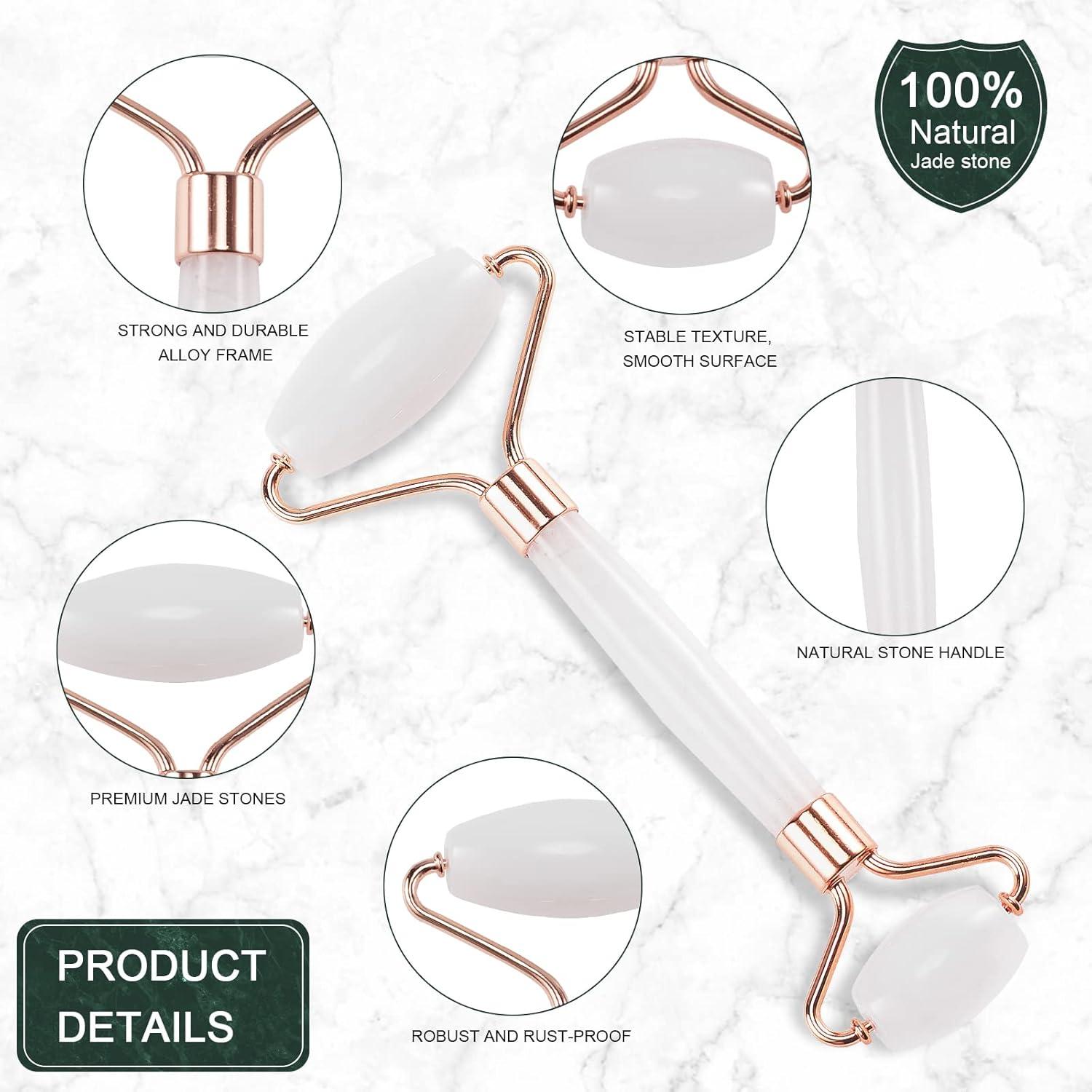 Rodillo de Jade Facial XYZBSTAR Gua Sha Blanco 14.2x5.8cm