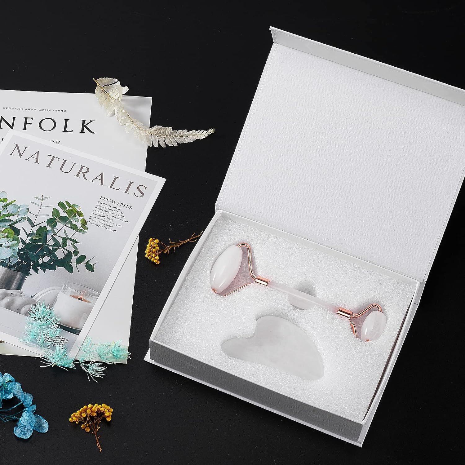 Rodillo de Jade Facial XYZBSTAR Gua Sha Blanco 14.2x5.8cm