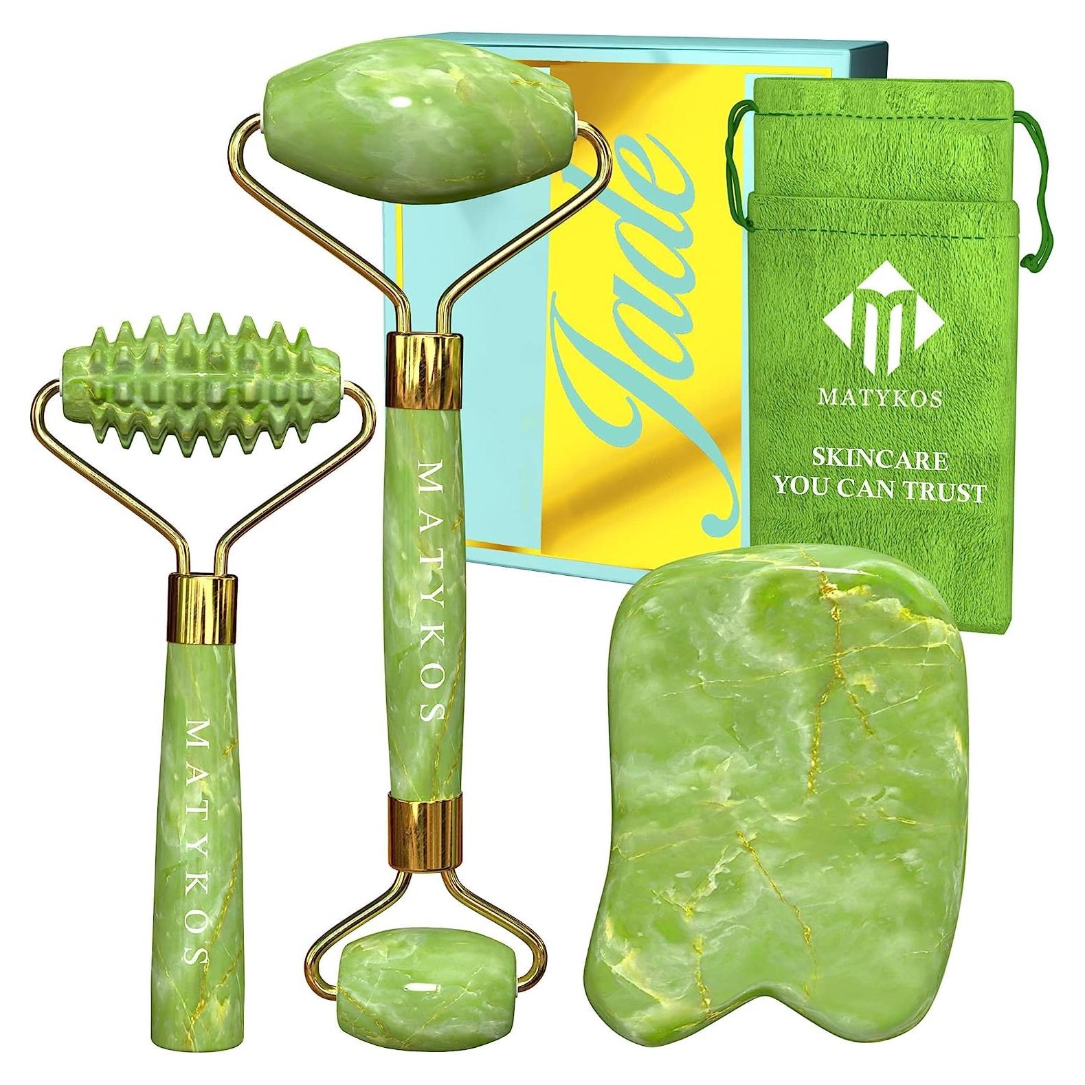 Rodillo de Jade MATYKOS y Gua Sha - Antienvejecimiento