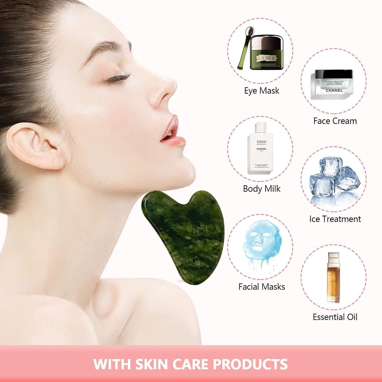 Gua Sha OXT de Jade Natural para Masaje Facial y Corporal