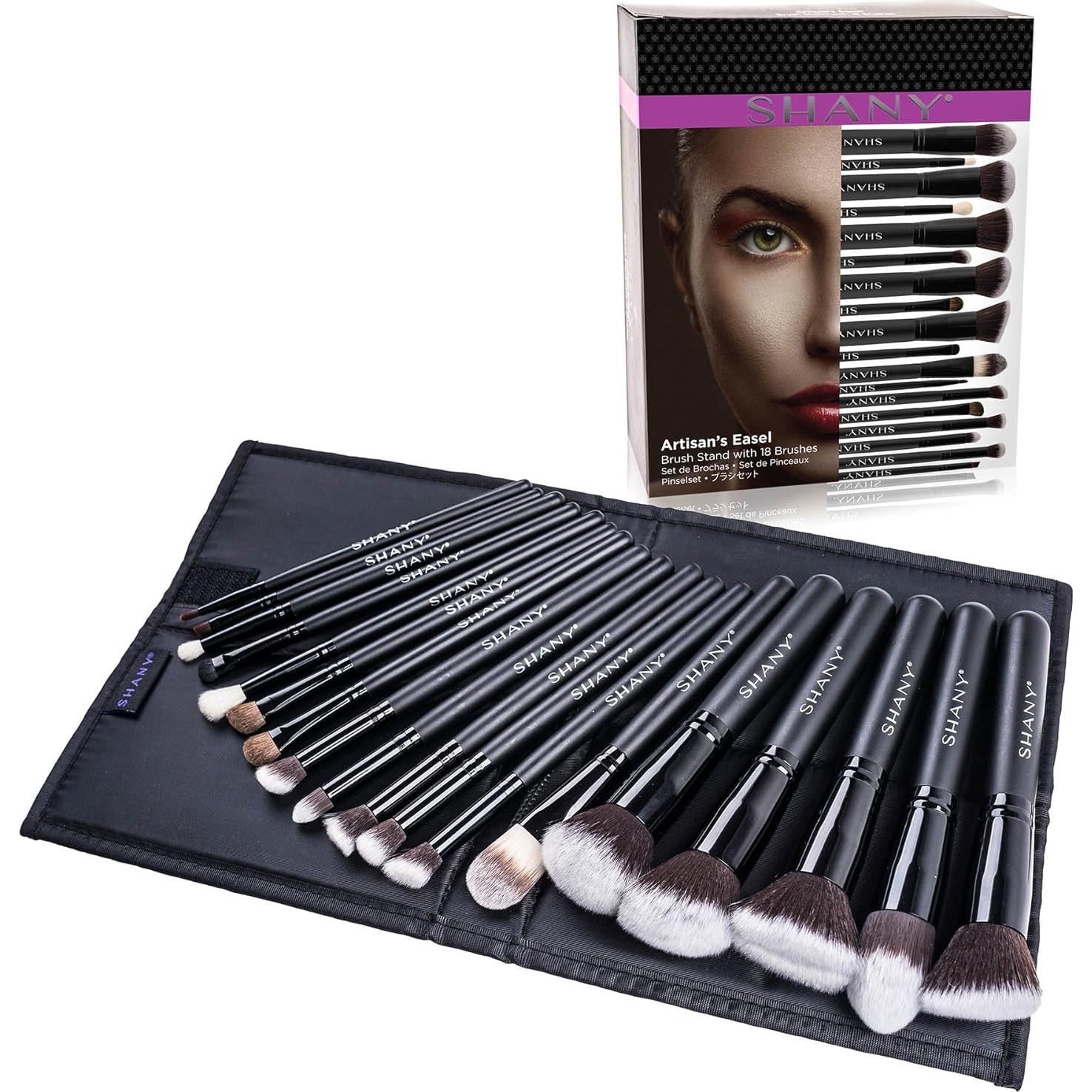 Conjunto de Pinceles de Maquillaje SHANY 18 Piezas Kabuki Negro