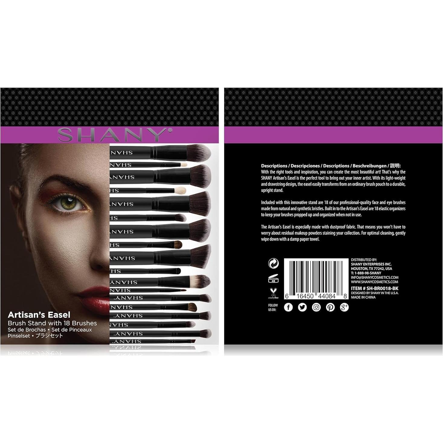 Conjunto de Pinceles de Maquillaje SHANY 18 Piezas Kabuki Negro