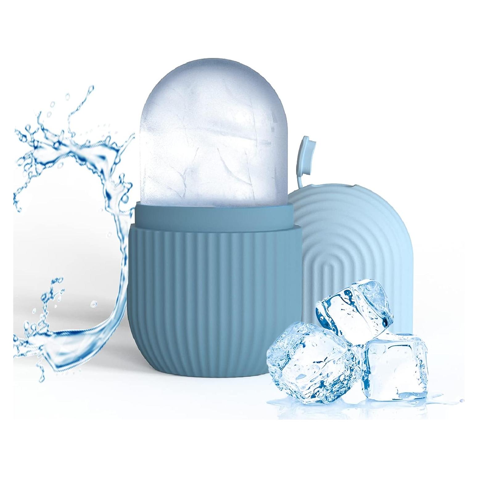Rodillo de Hielo Facial Joyeee Silicona Azul 11.5x6 cm