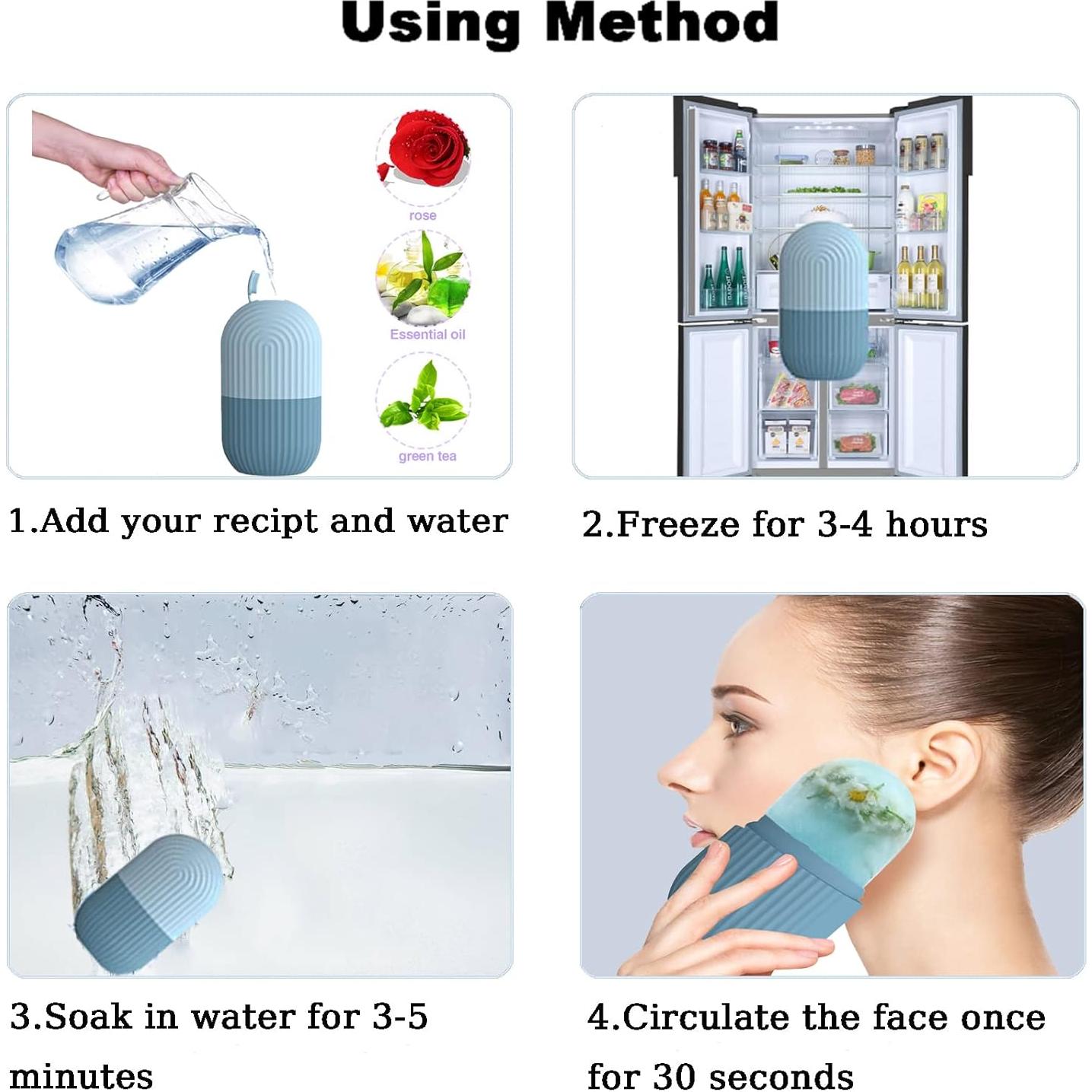 Rodillo de Hielo Facial Joyeee Silicona Azul 11.5x6 cm