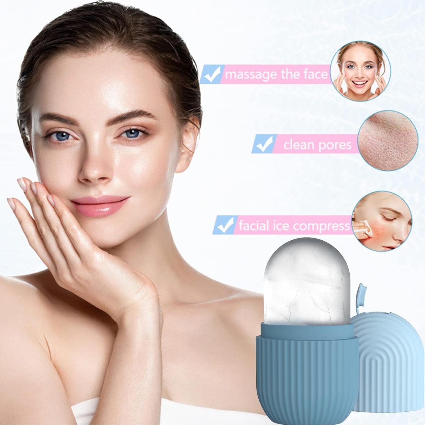 Rodillo de Hielo Facial Joyeee Silicona Azul 11.5x6 cm