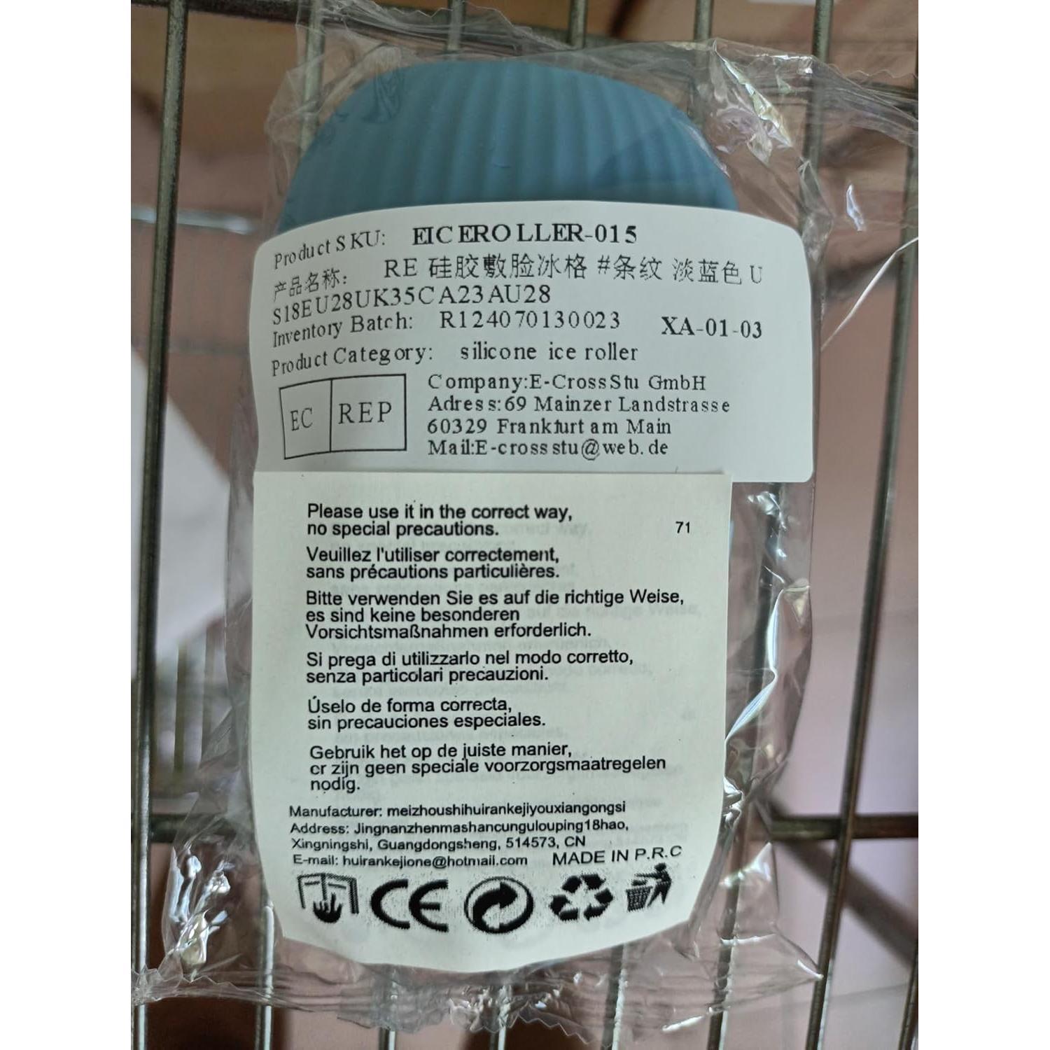 Rodillo de Hielo Facial Joyeee Silicona Azul 11.5x6 cm