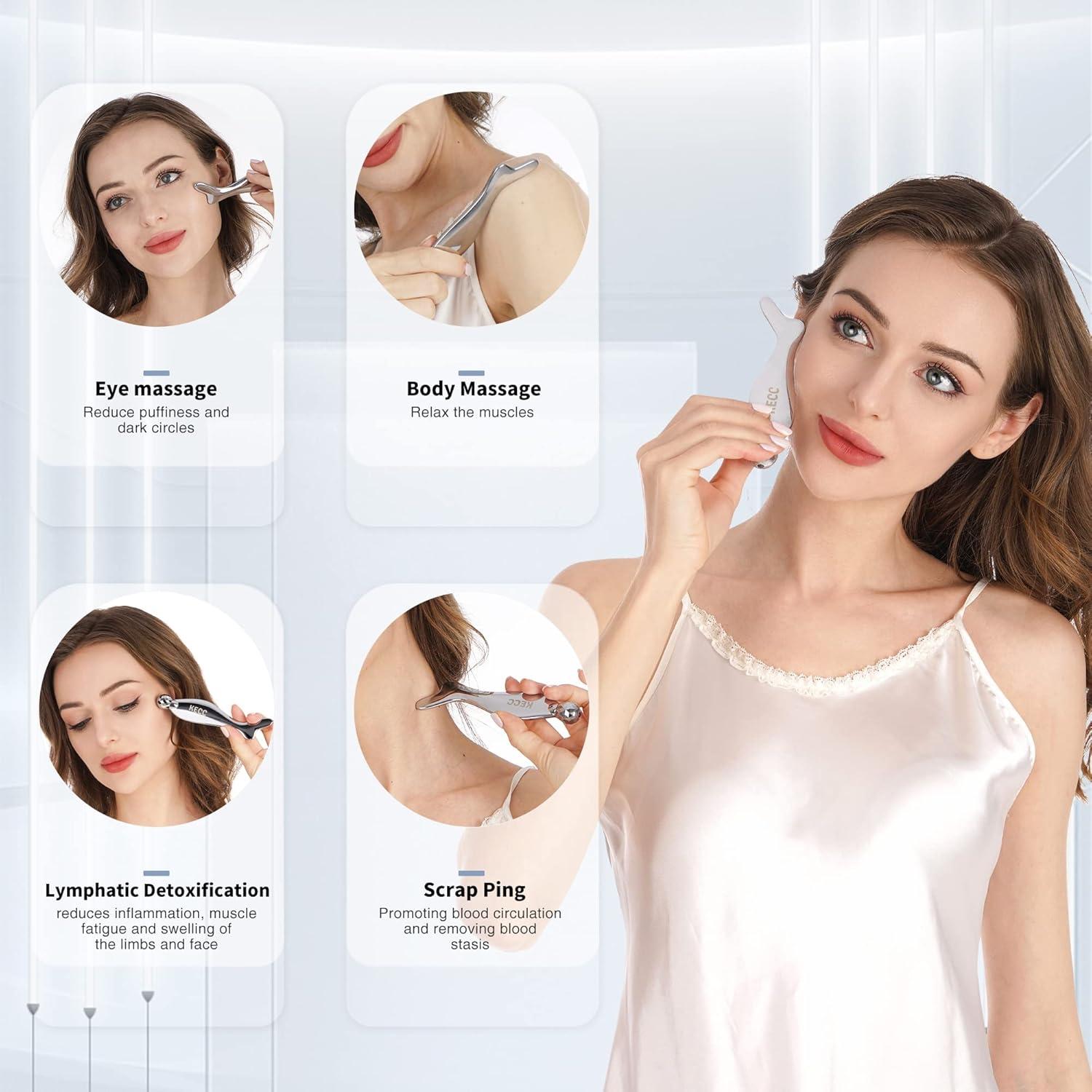 Masajeador Facial Gua Sha KECC Cola de Pez Acero Inoxidable