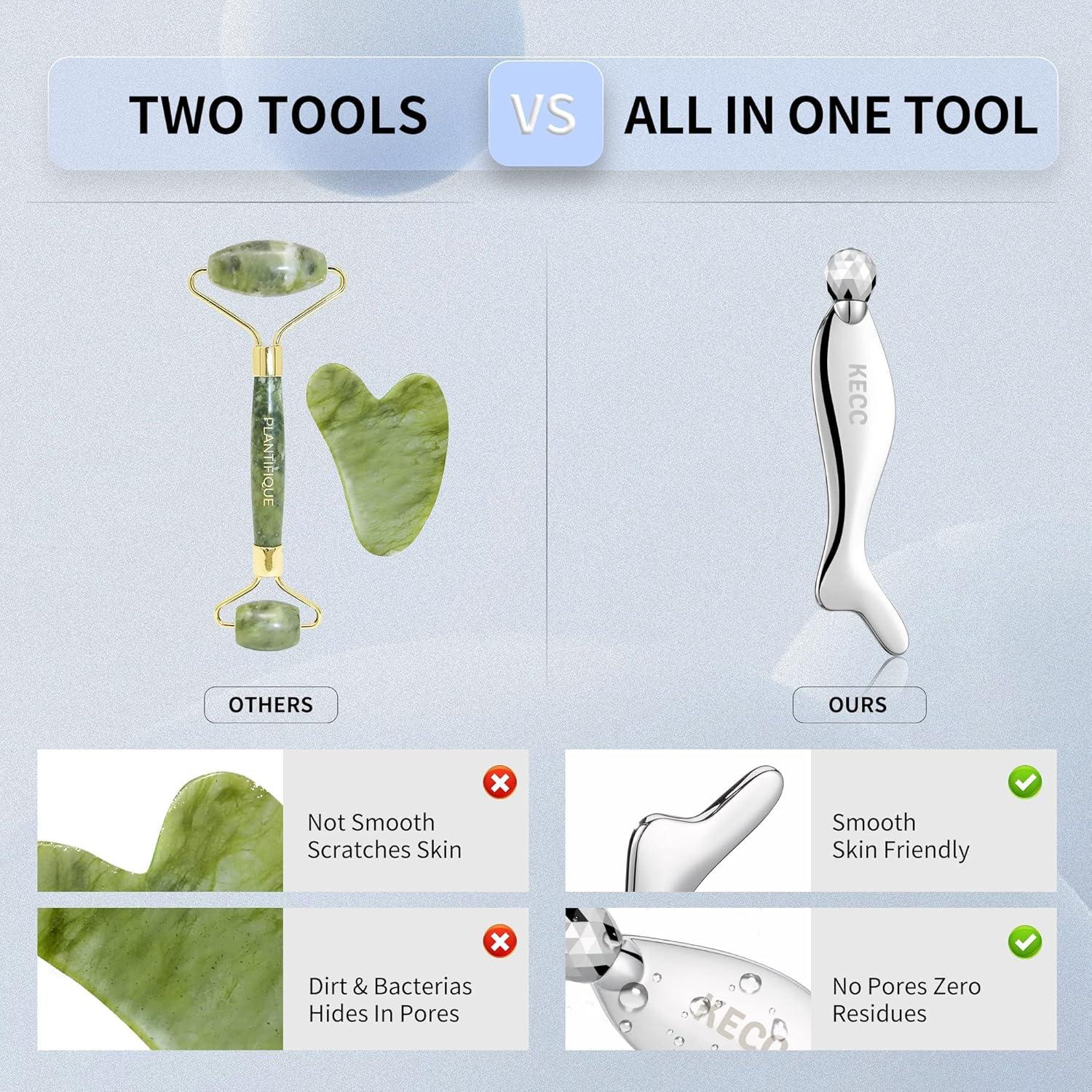 Masajeador Facial Gua Sha KECC Cola de Pez Acero Inoxidable