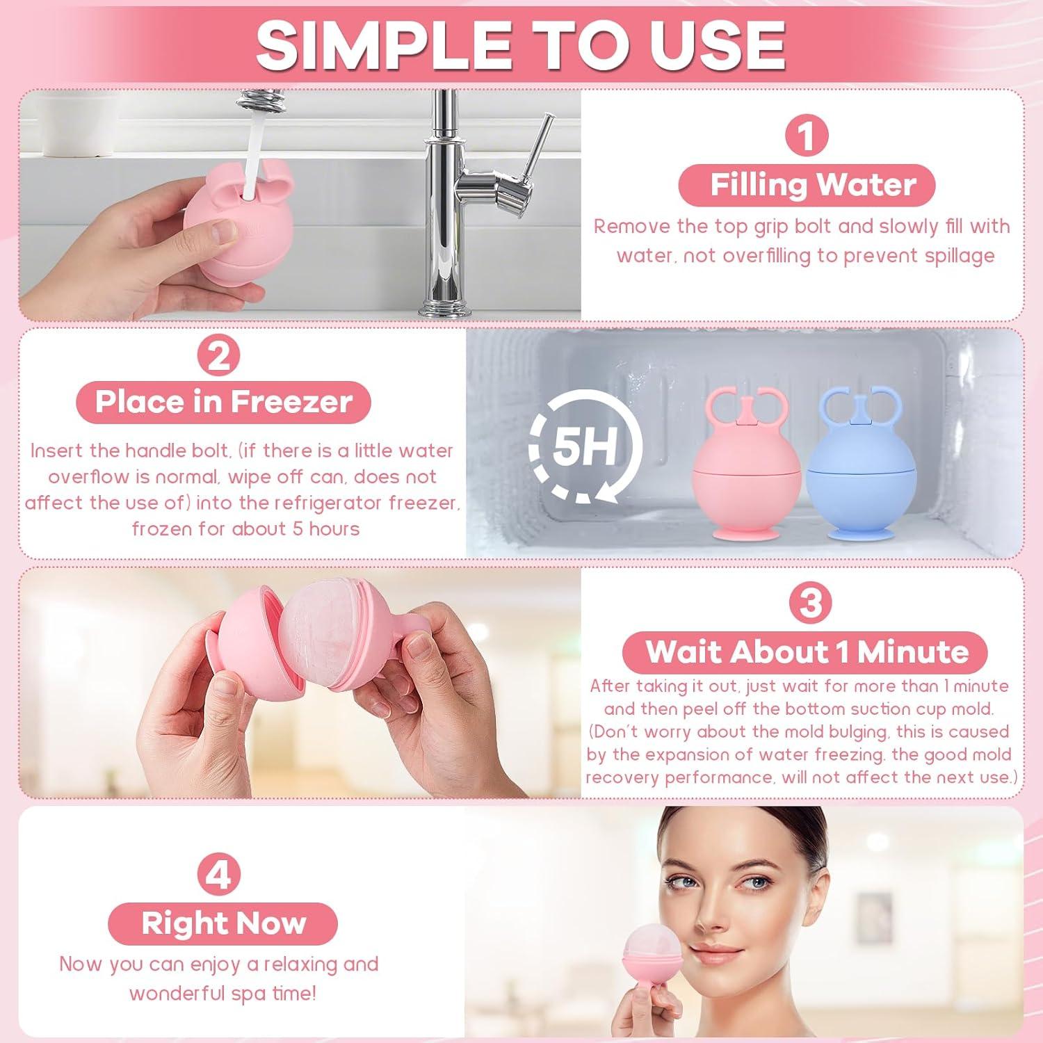 Rodillo de Hielo Facial IMPORX 2 Piezas Rosa y Azul