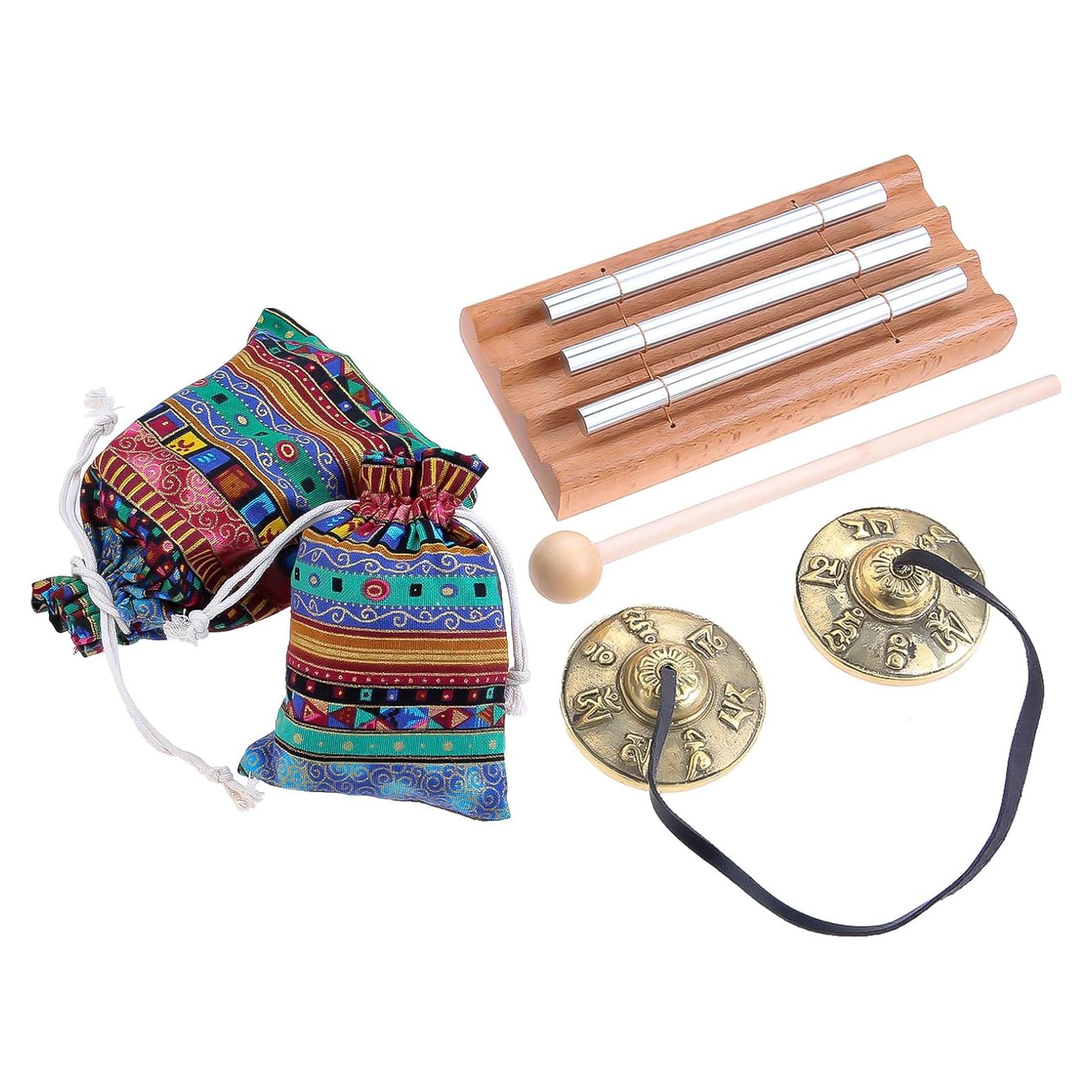 Juego de Instrumentos de Meditación Tingsha Tibetanos y Campana