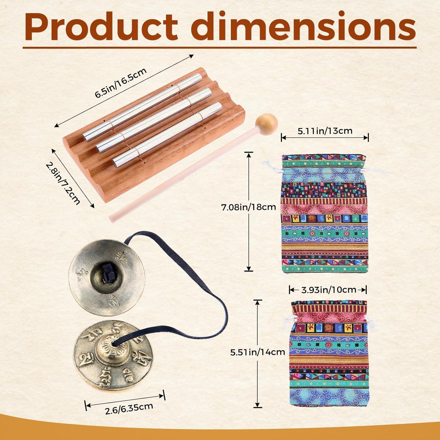 Juego de Instrumentos de Meditación Tingsha Tibetanos y Campana
