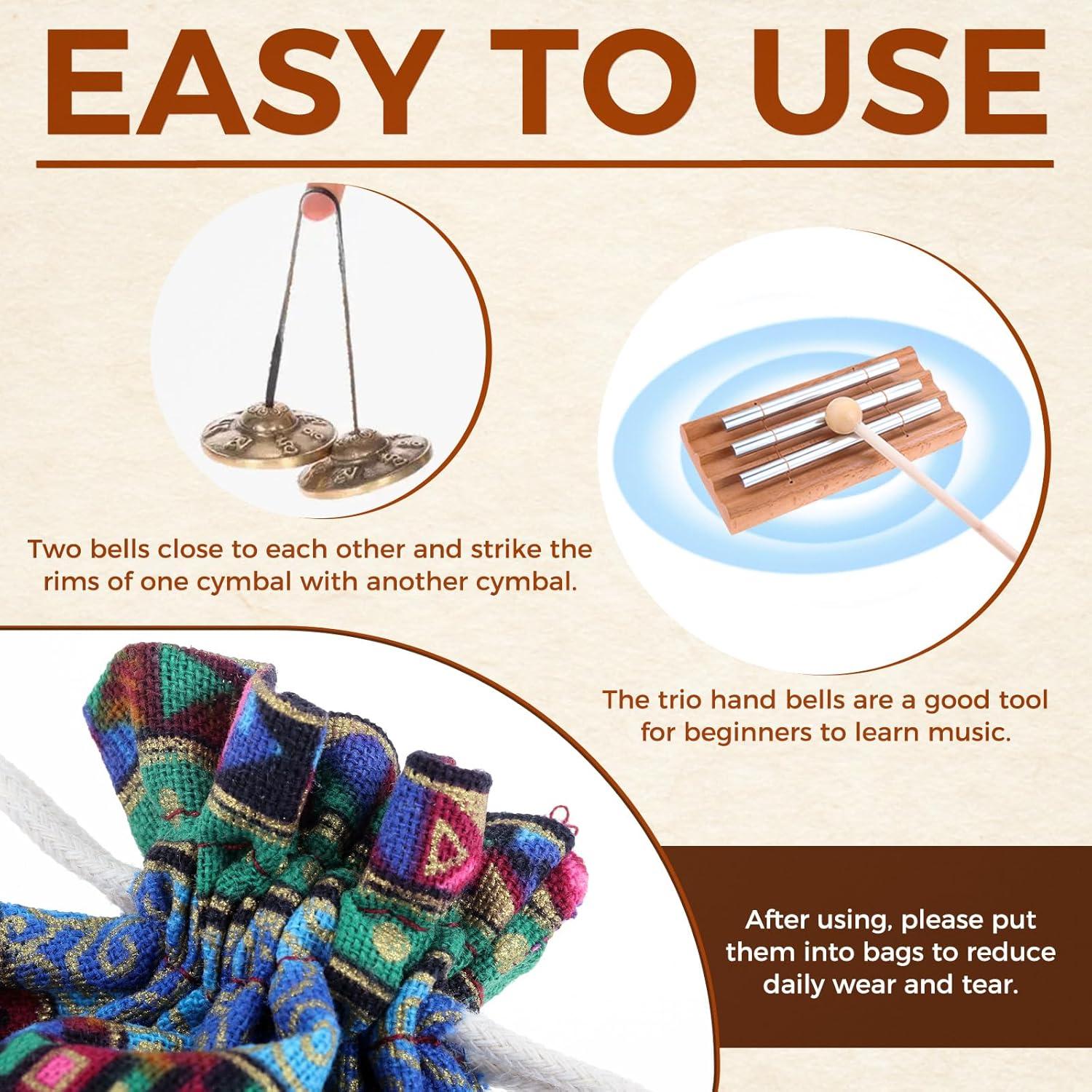 Juego de Instrumentos de Meditación Tingsha Tibetanos y Campana