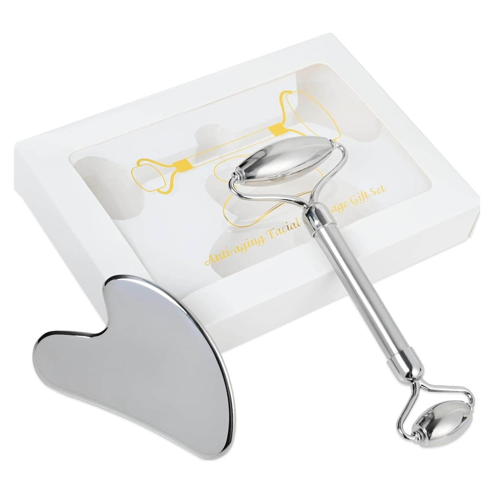 Juego de Rodillo Facial Gua Sha ONLYSKY Acero Inoxidable