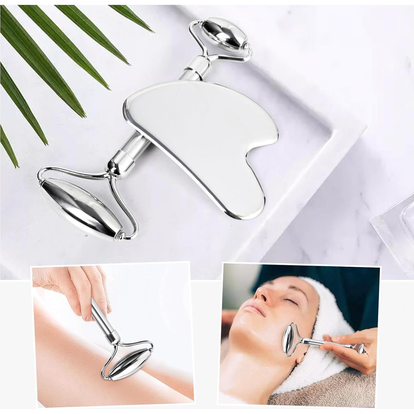 Juego de Rodillo Facial Gua Sha ONLYSKY Acero Inoxidable