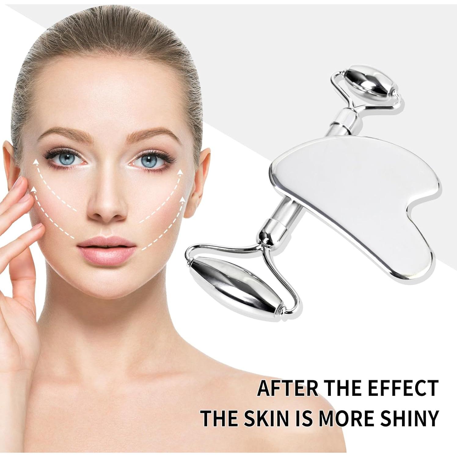 Juego de Rodillo Facial Gua Sha ONLYSKY Acero Inoxidable