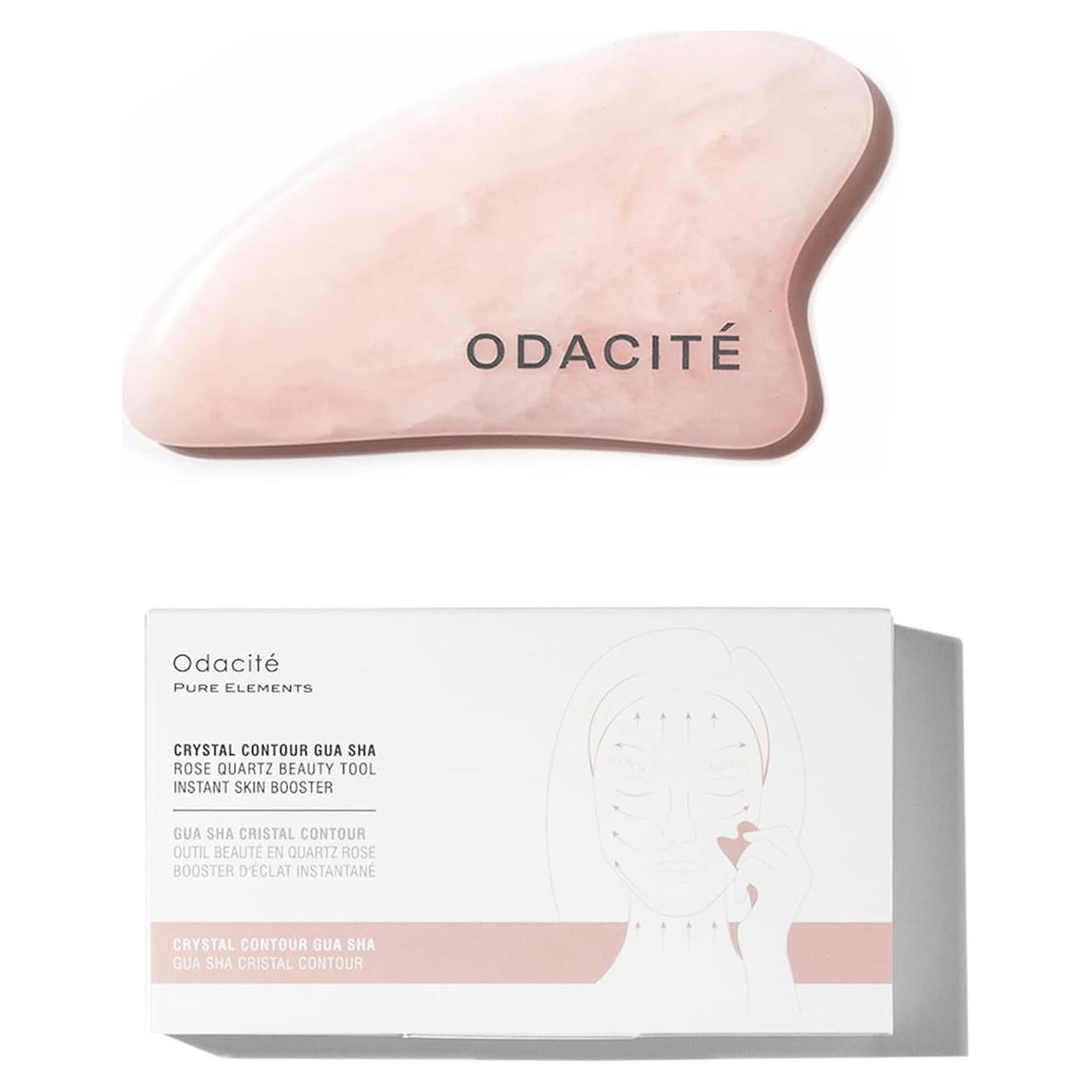 Gua Sha Odacité Cuarzo Rosa para Masaje Facial - Contorno