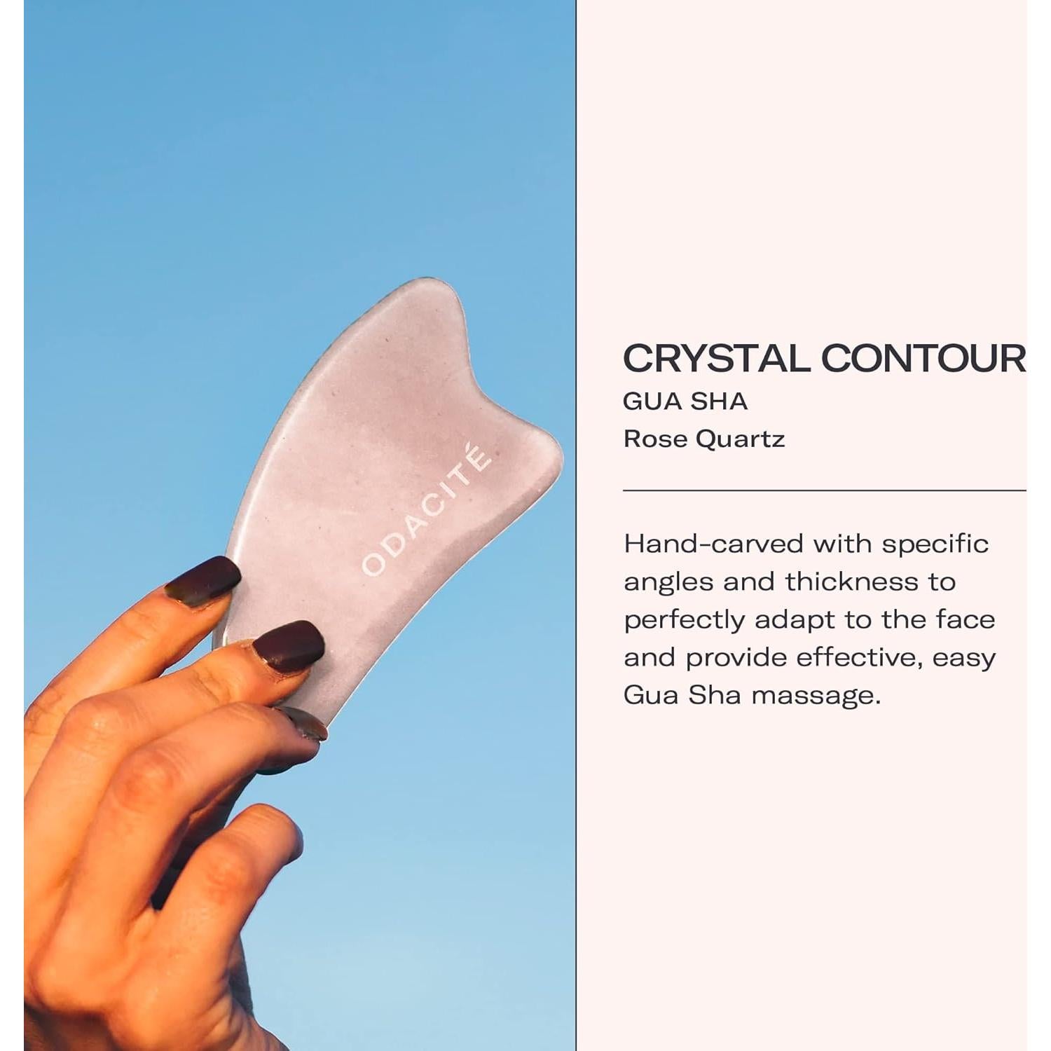 Gua Sha Odacité Cuarzo Rosa para Masaje Facial - Contorno