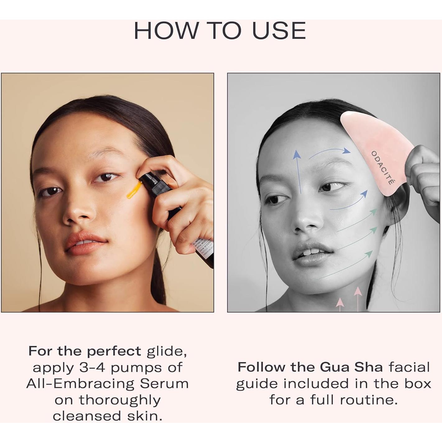 Gua Sha Odacité Cuarzo Rosa para Masaje Facial - Contorno