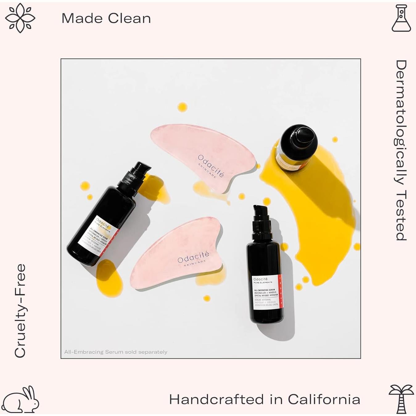 Gua Sha Odacité Cuarzo Rosa para Masaje Facial - Contorno